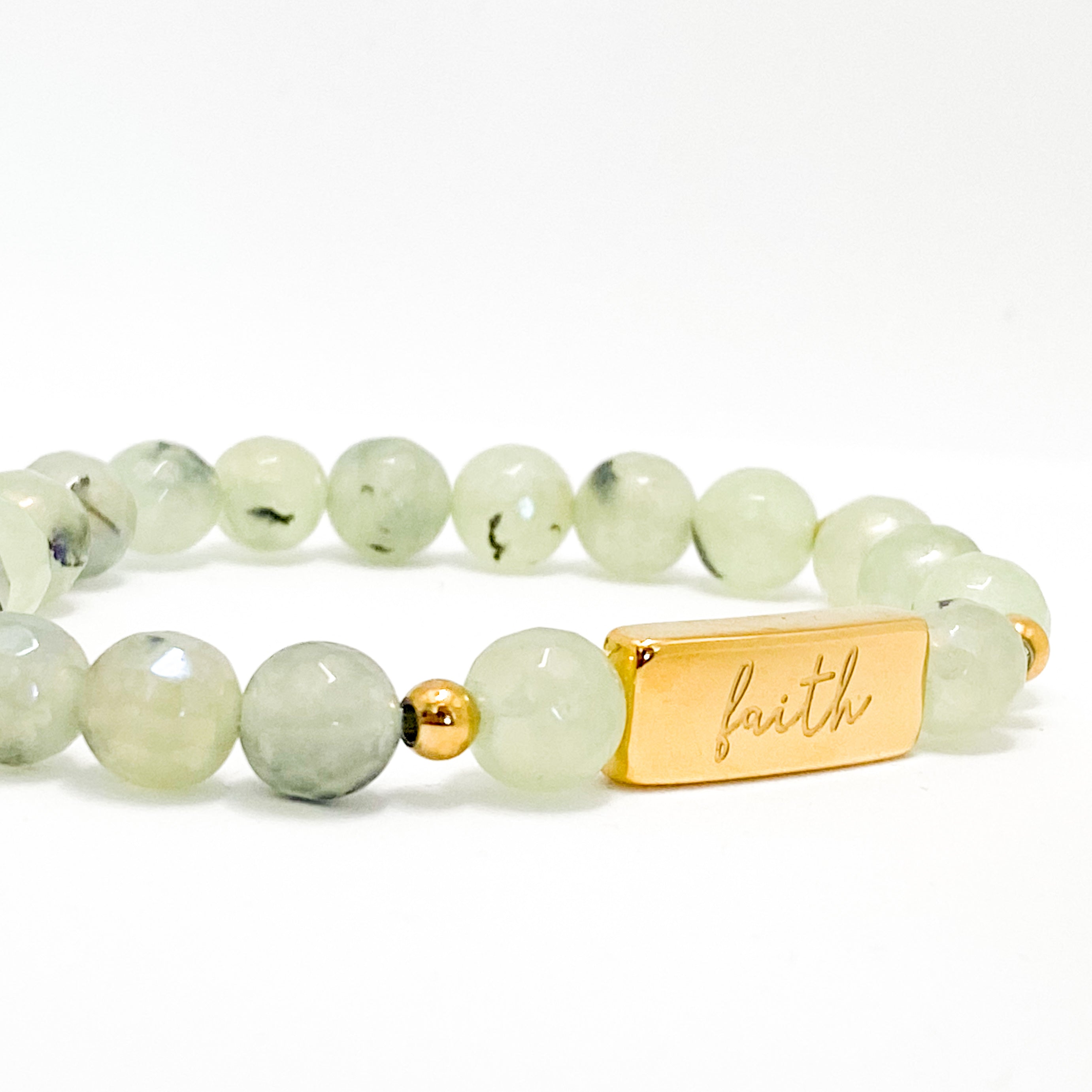 FAITH ON PREHNITE ELASTIC BRACELET