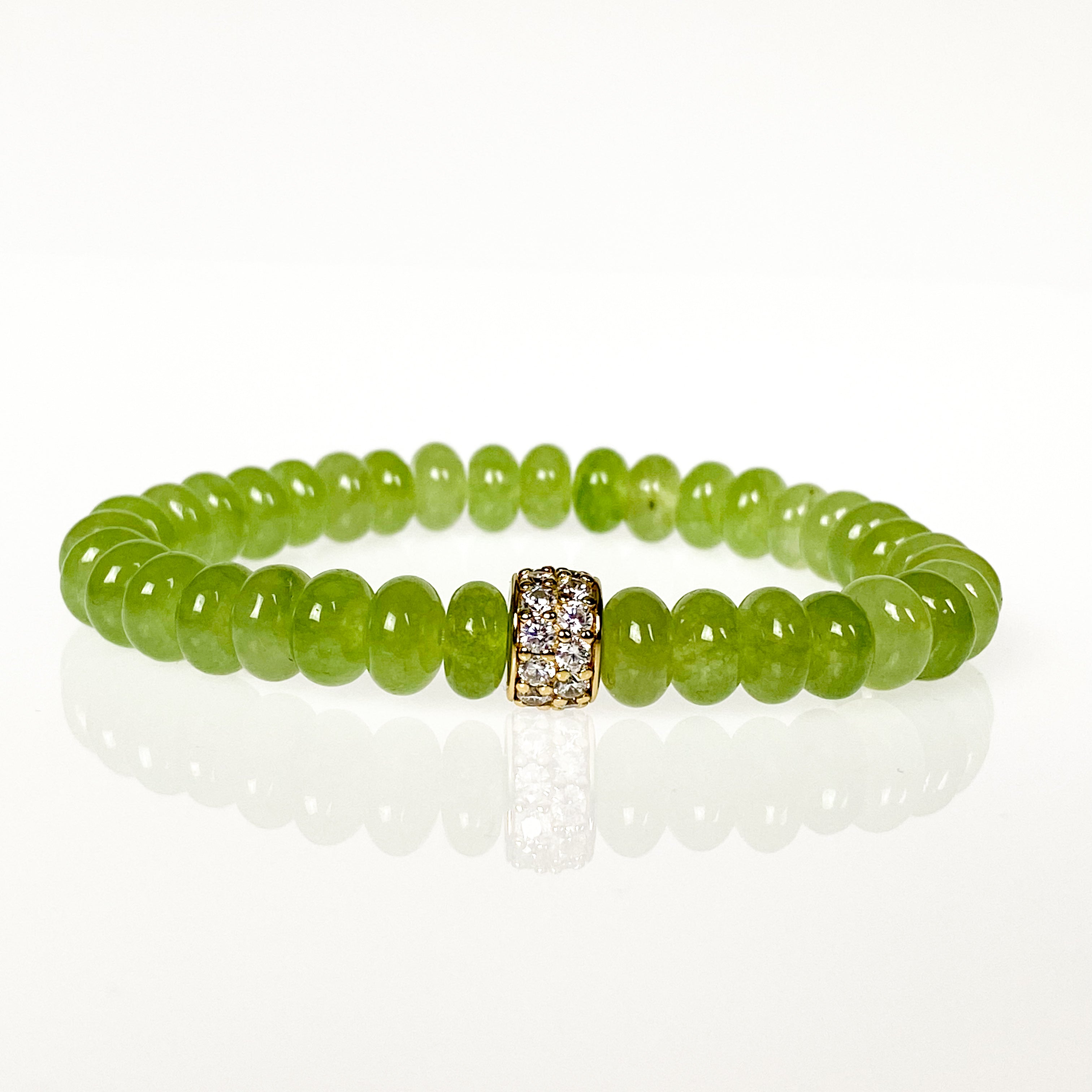 RONDELLE ON GREEN TEA ELASTIC BRACELET