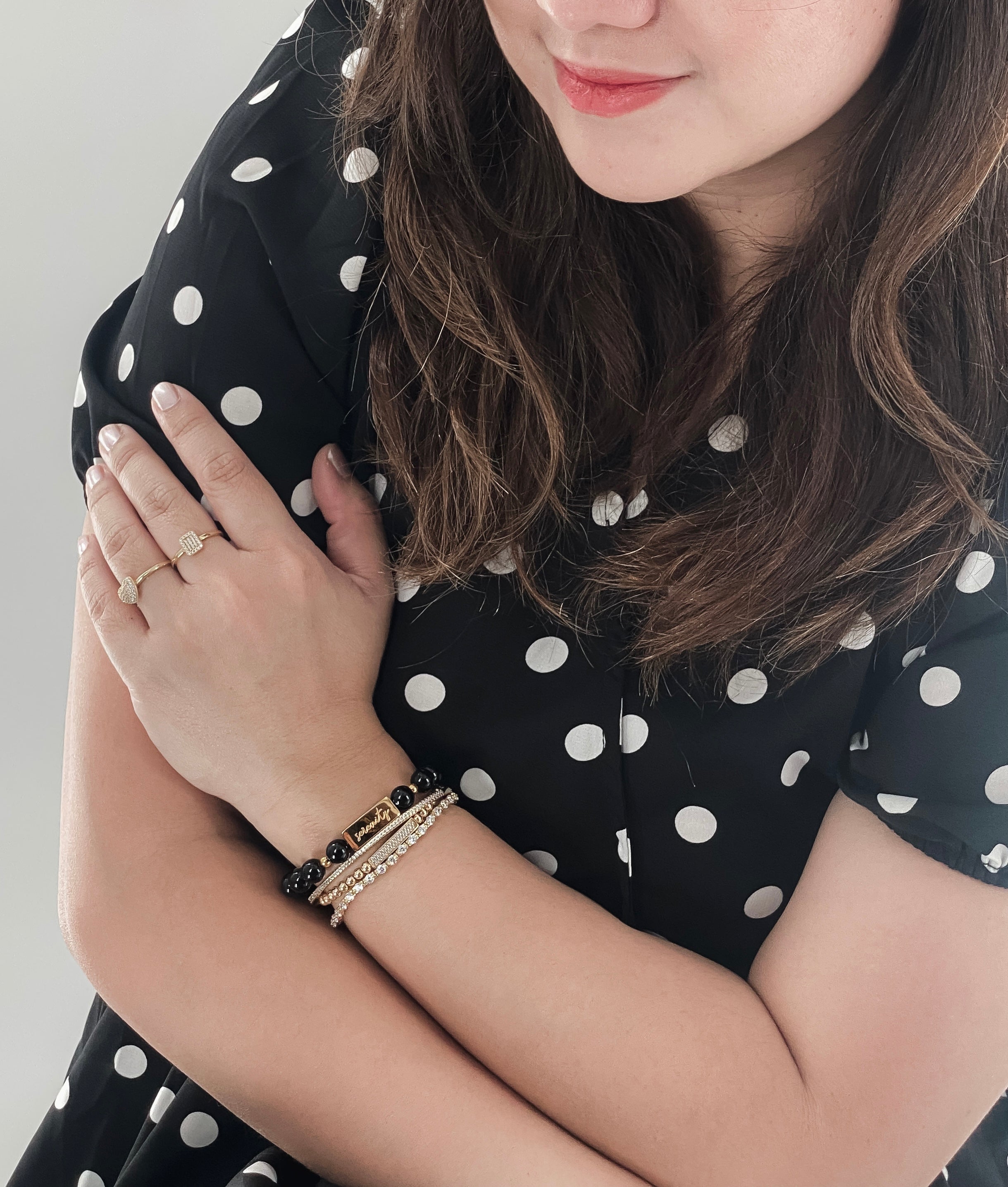 SERENITY ON BLACK AGATE ELASTIC BRACELET