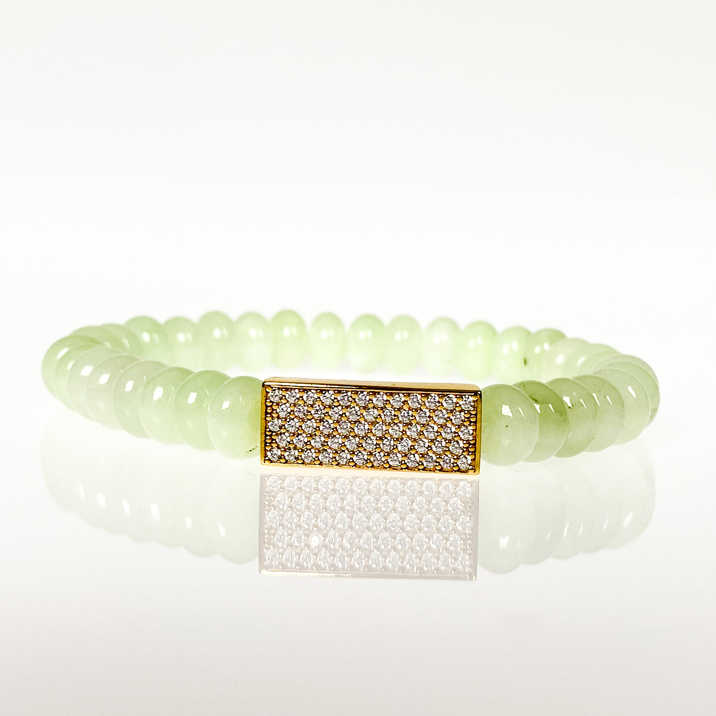 CRYSTAL BAR ON PALE LIME ELASTIC BRACELET