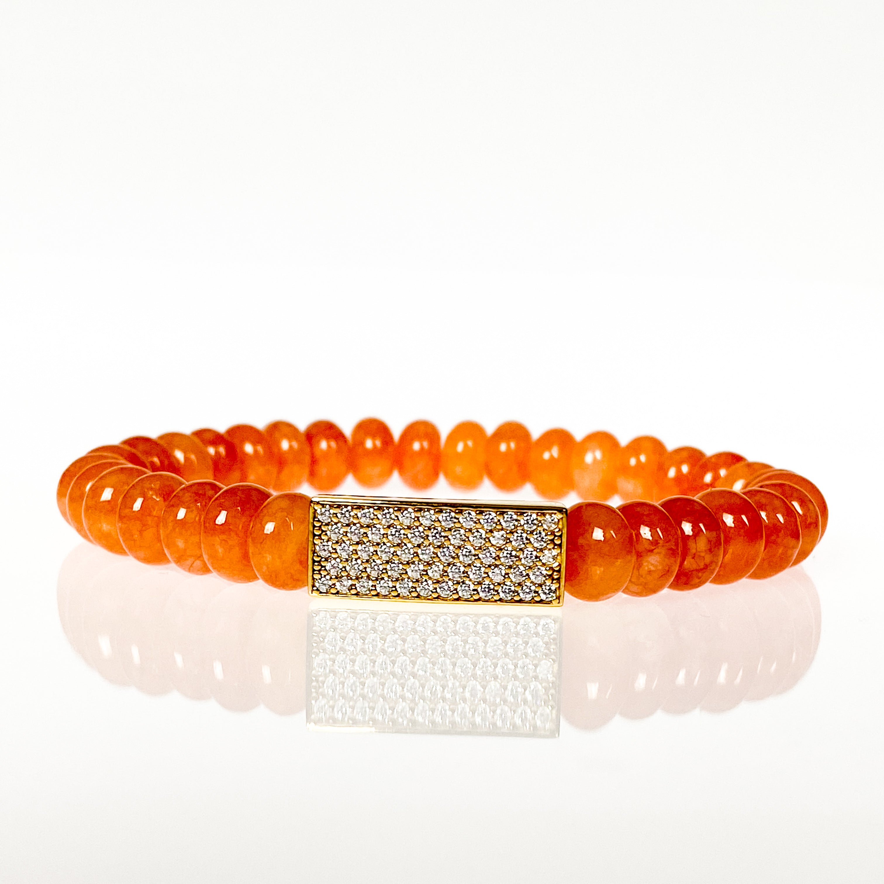 CRYSTAL BAR ON APRICOT ELASTIC BRACELET