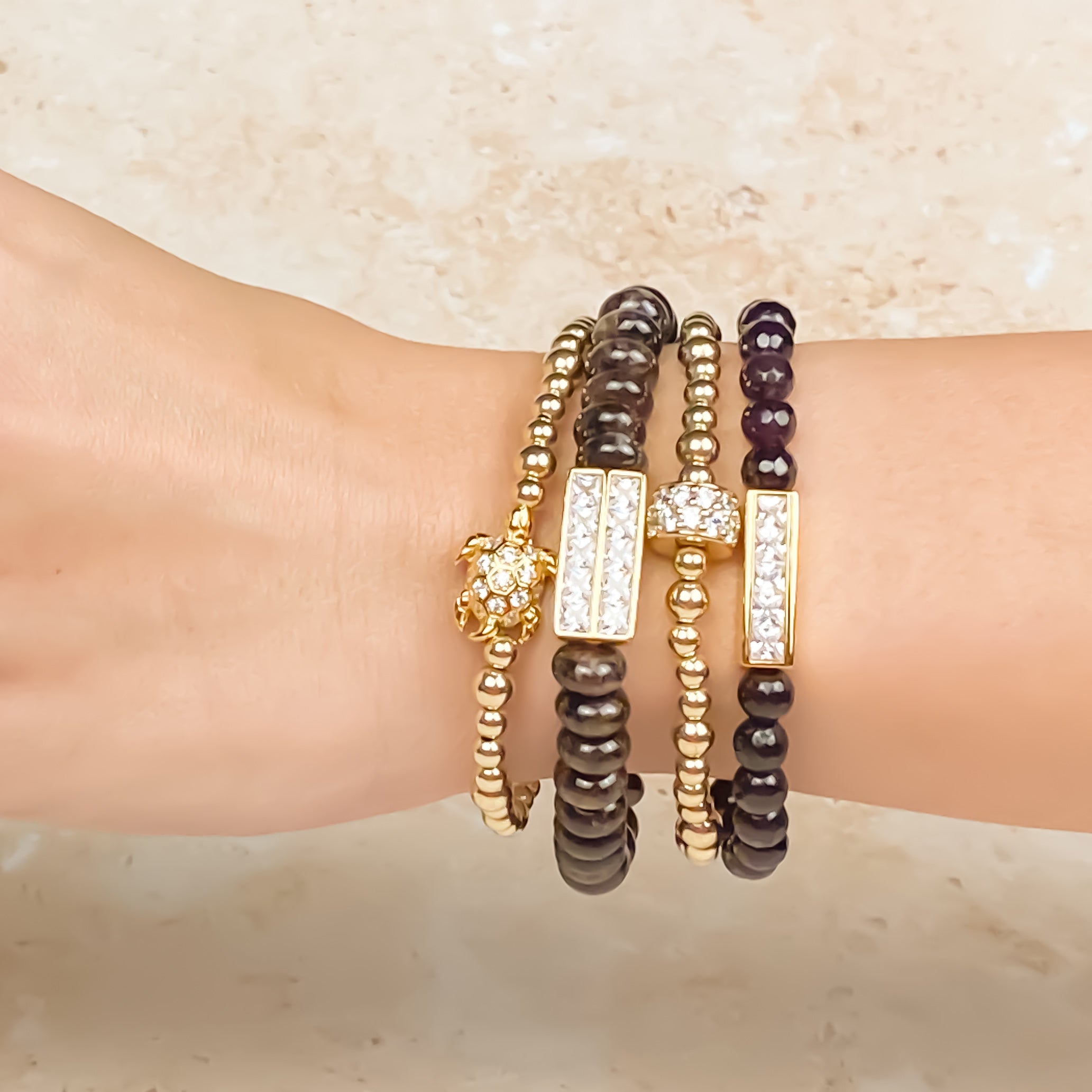 PRINCESS BAR ON ESPRESSO ELASTIC BRACELET