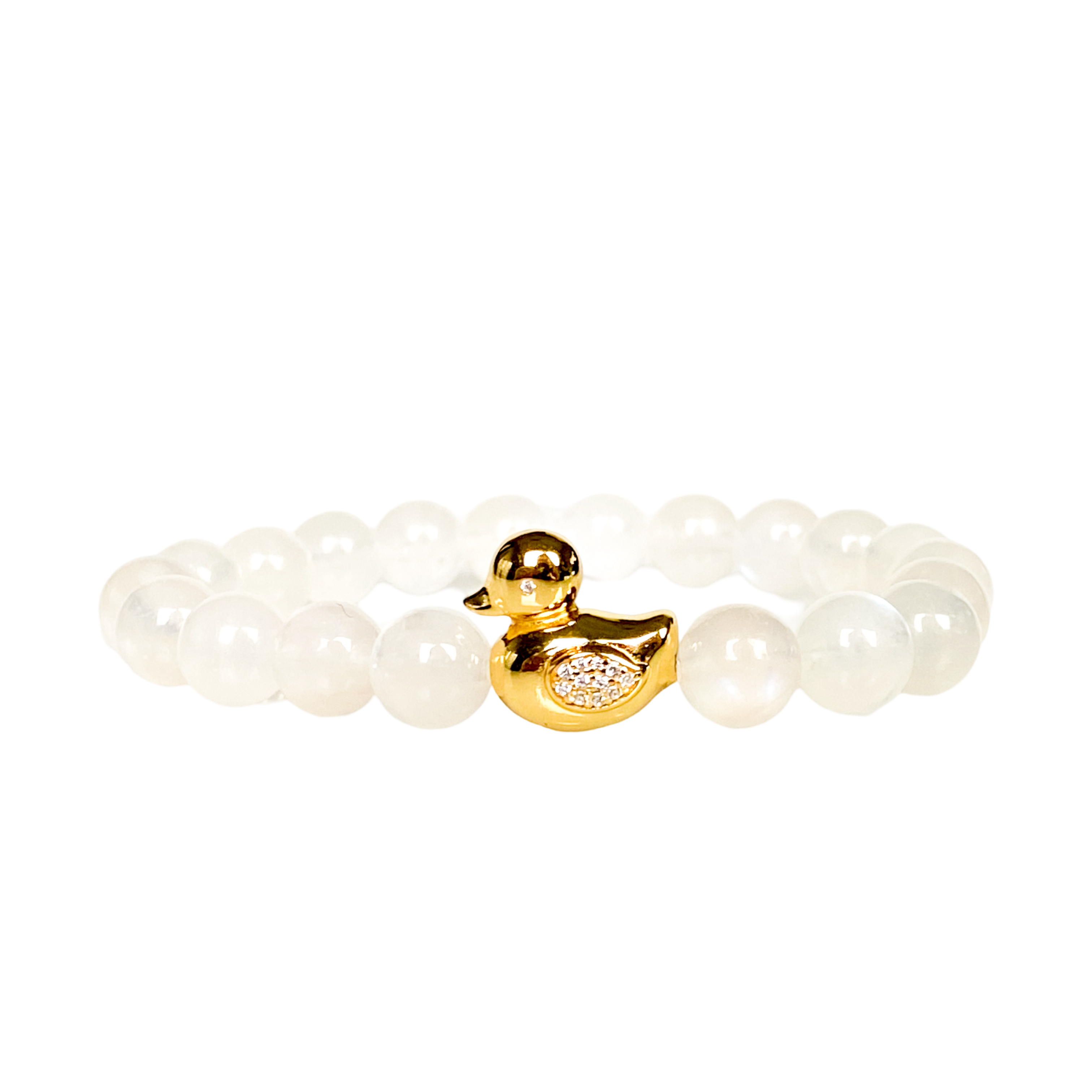 DUCK ON MOONSTONE ELASTIC BRACELET