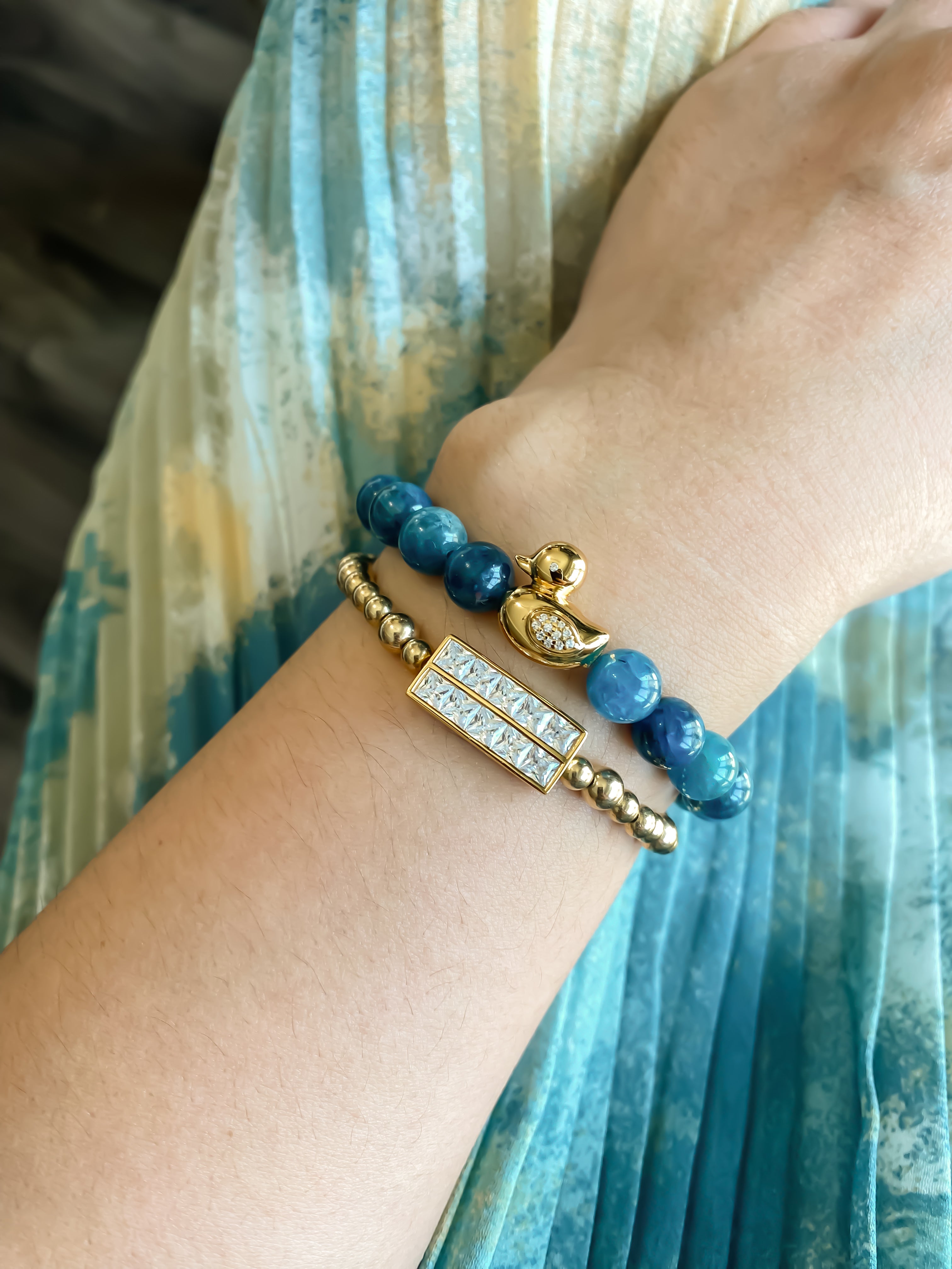 DUCK ON APATITE ELASTIC BRACELET