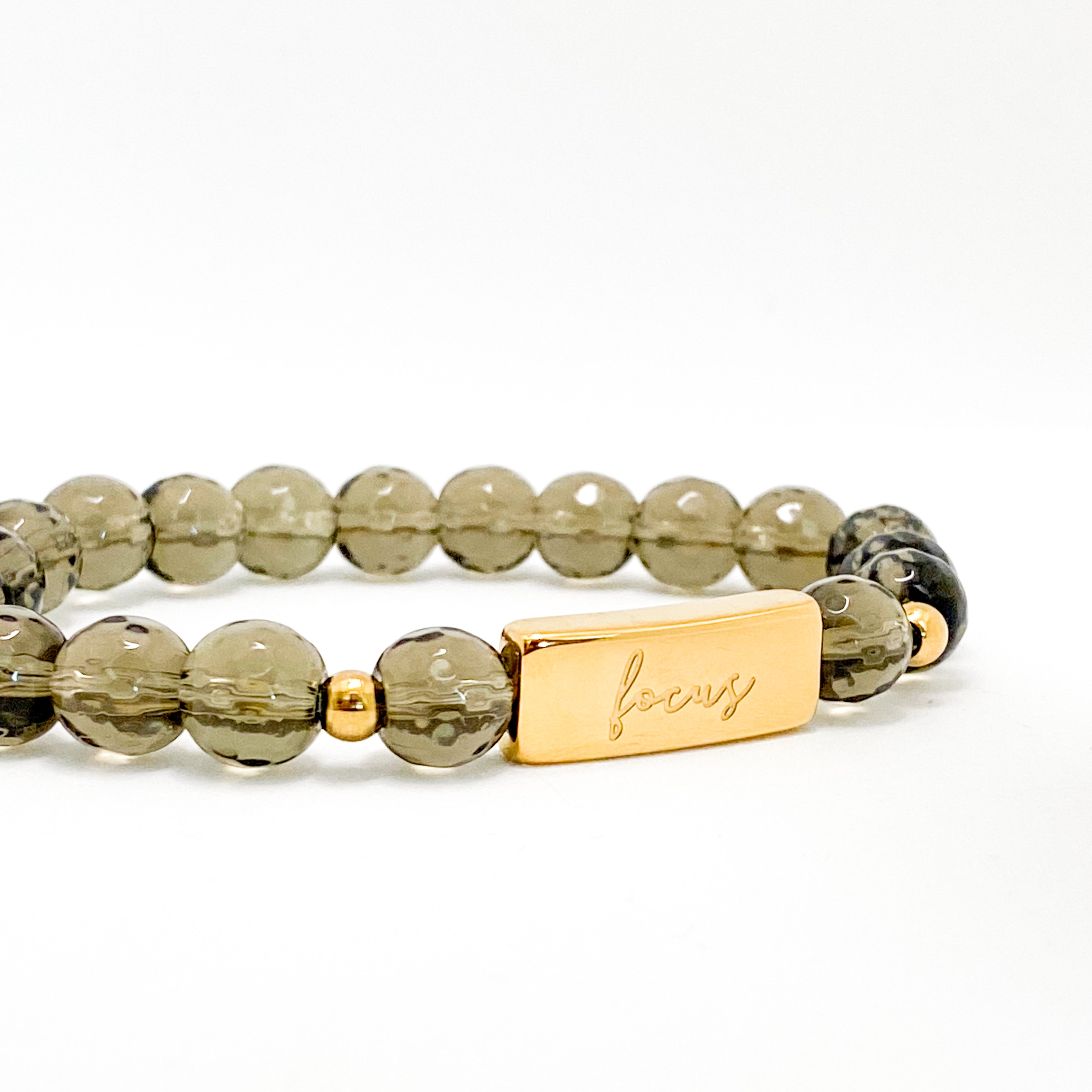 FOCUS ON SMOKY QUARTZ ELASTIC BRACELET