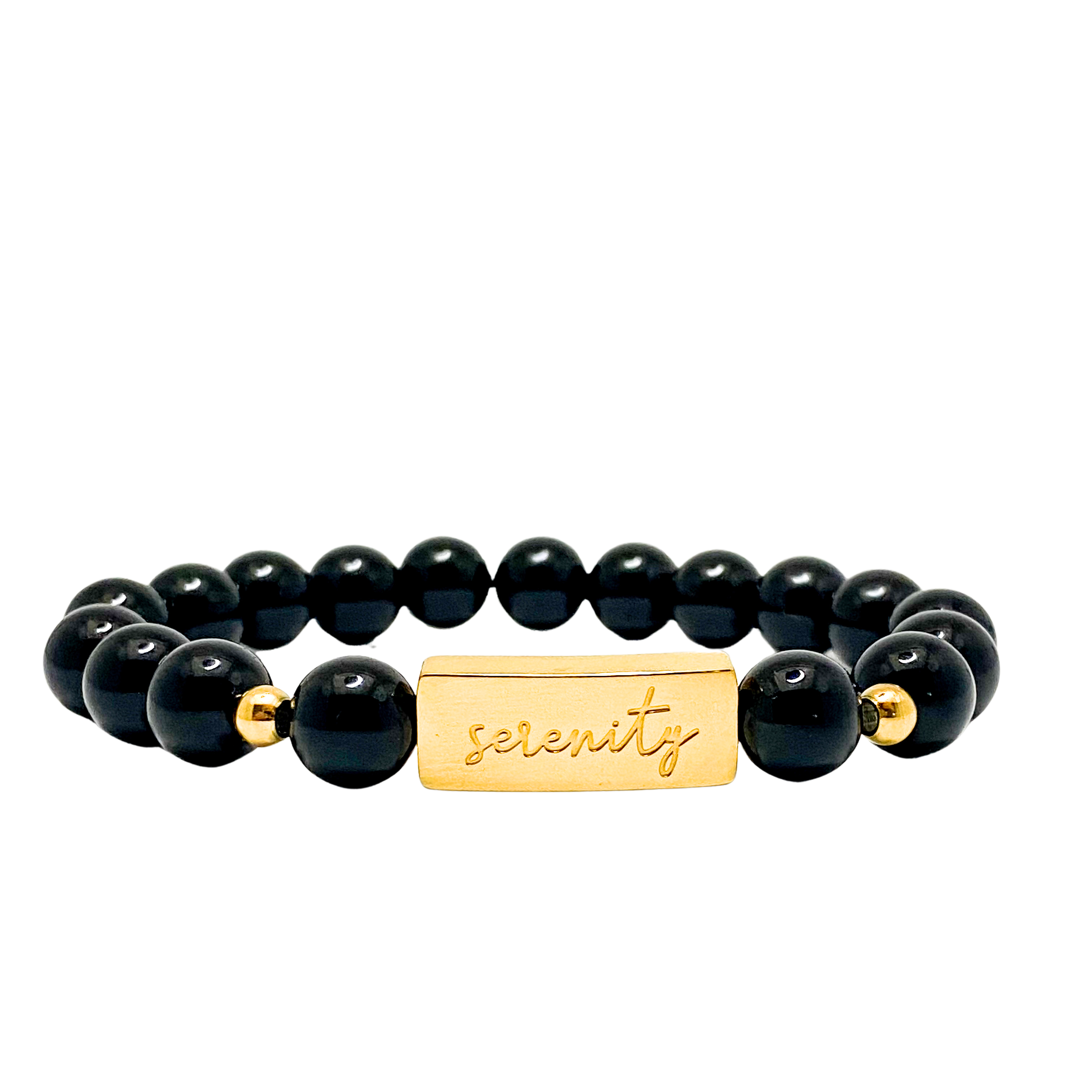 SERENITY ON BLACK AGATE ELASTIC BRACELET