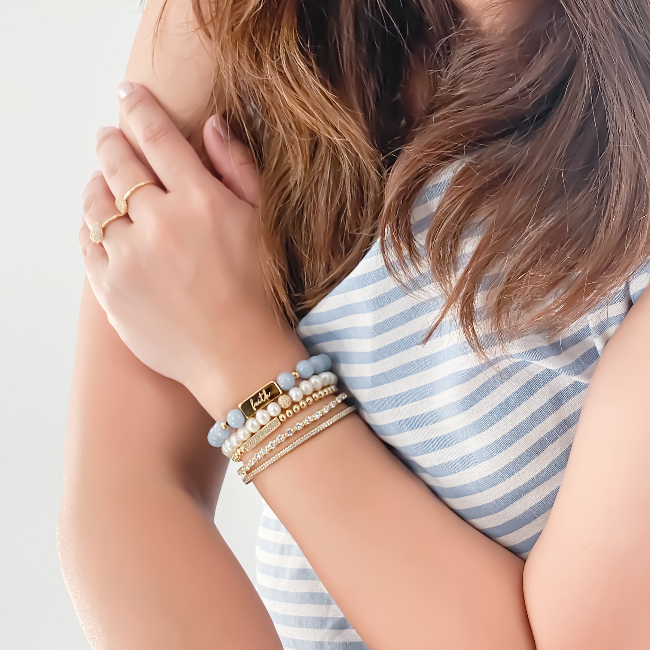 FAITH ON ANGELITE ELASTIC BRACELET