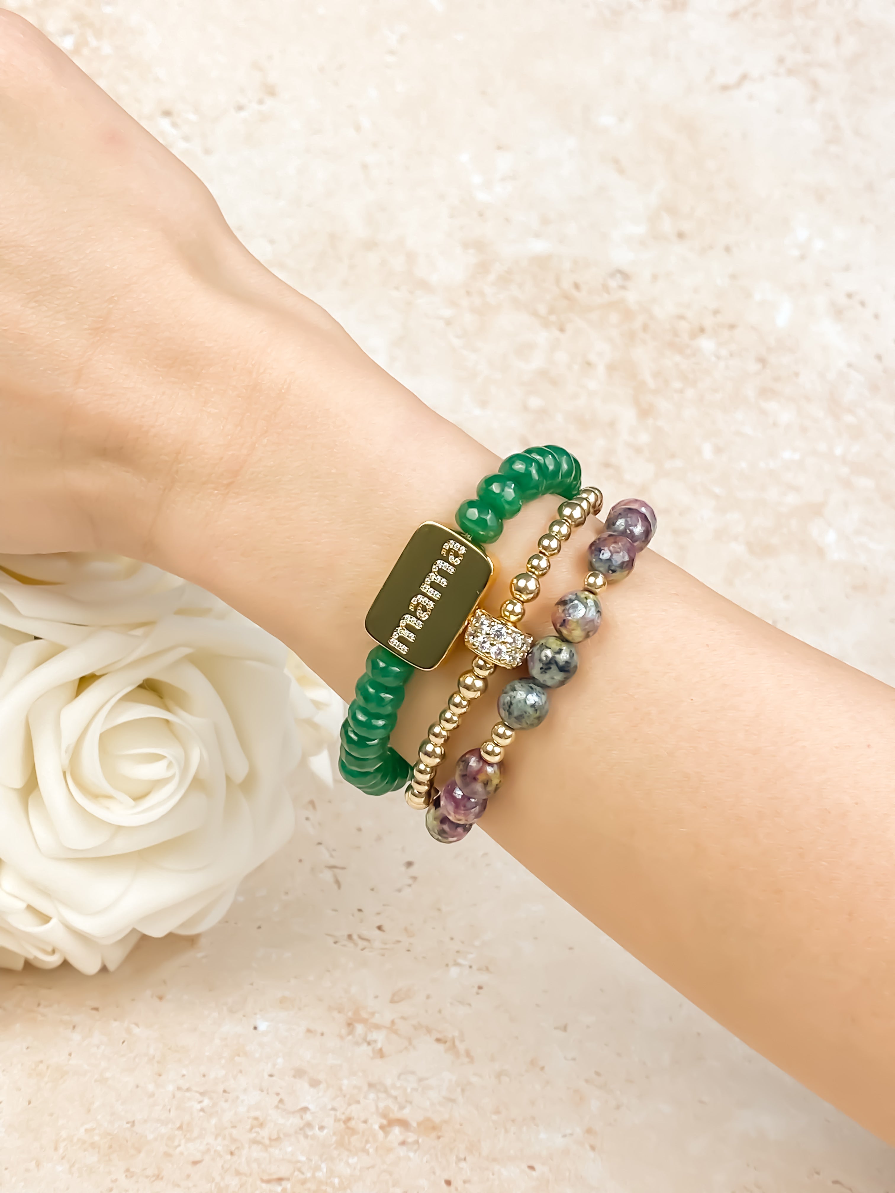 MAMA ON EMERALD GREEN ELASTIC BRACELET
