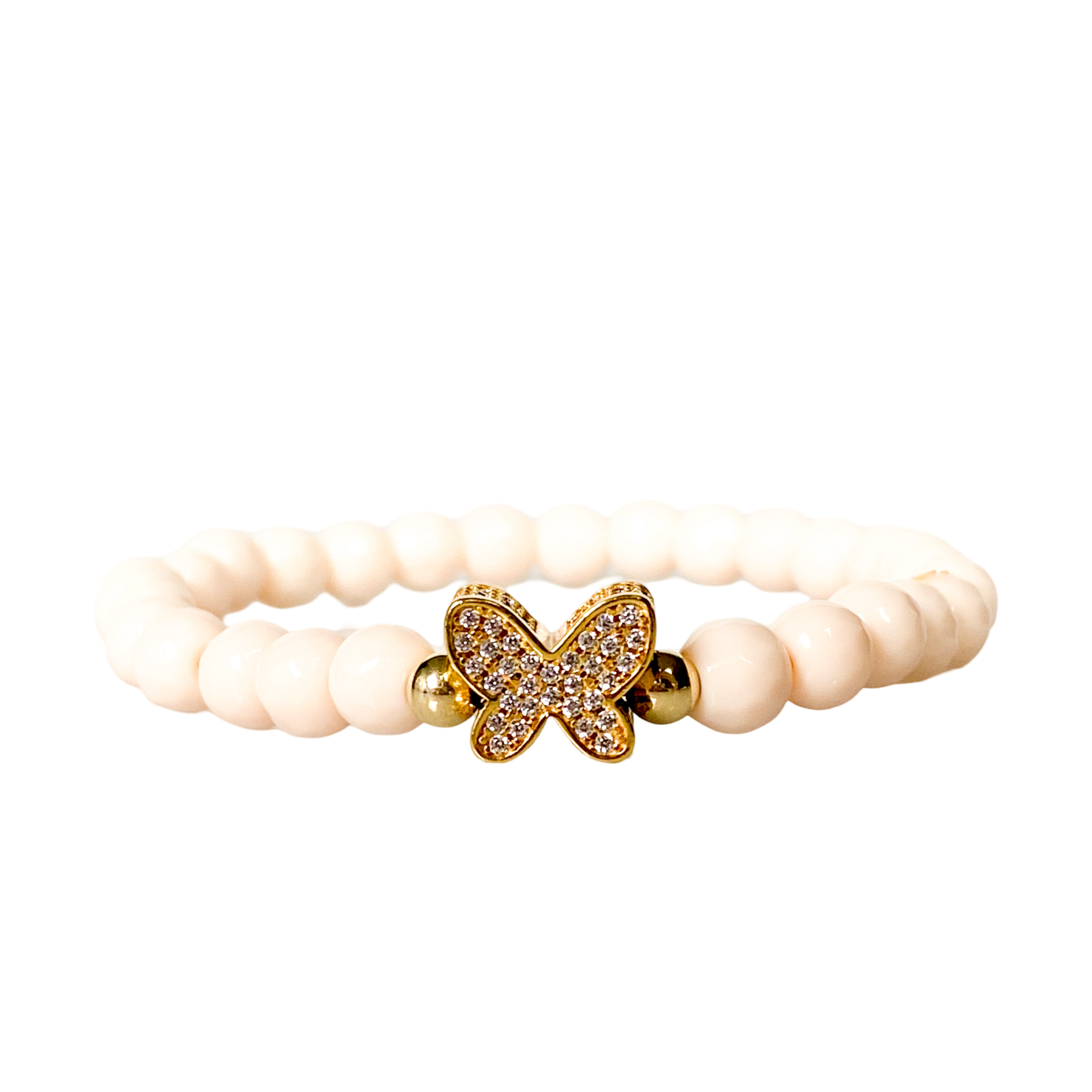 BUTTERFLY ON FRENCH VANILLA ELASTIC BRACELET