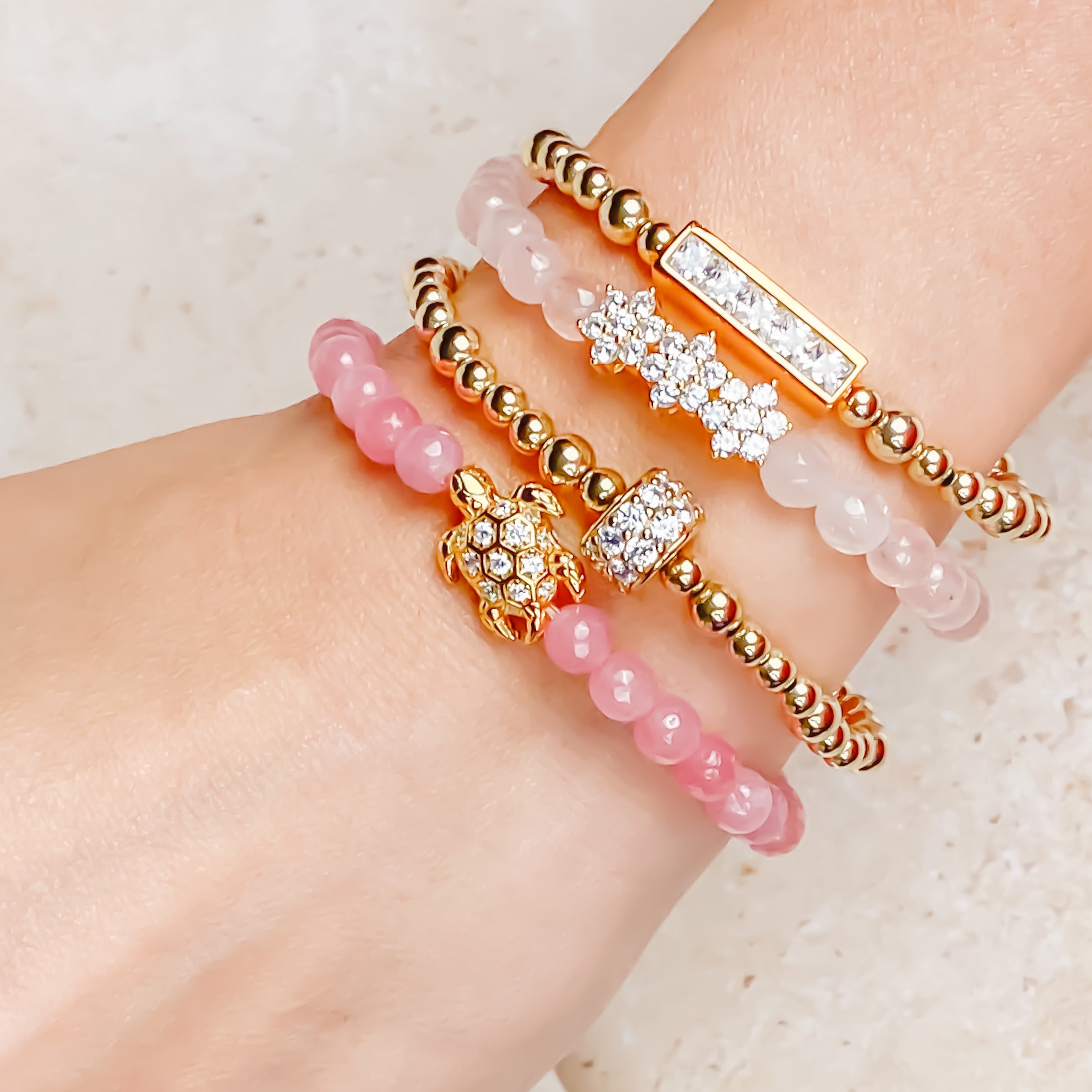 ROSITAS ON ROSE JADE ELASTIC BRACELET