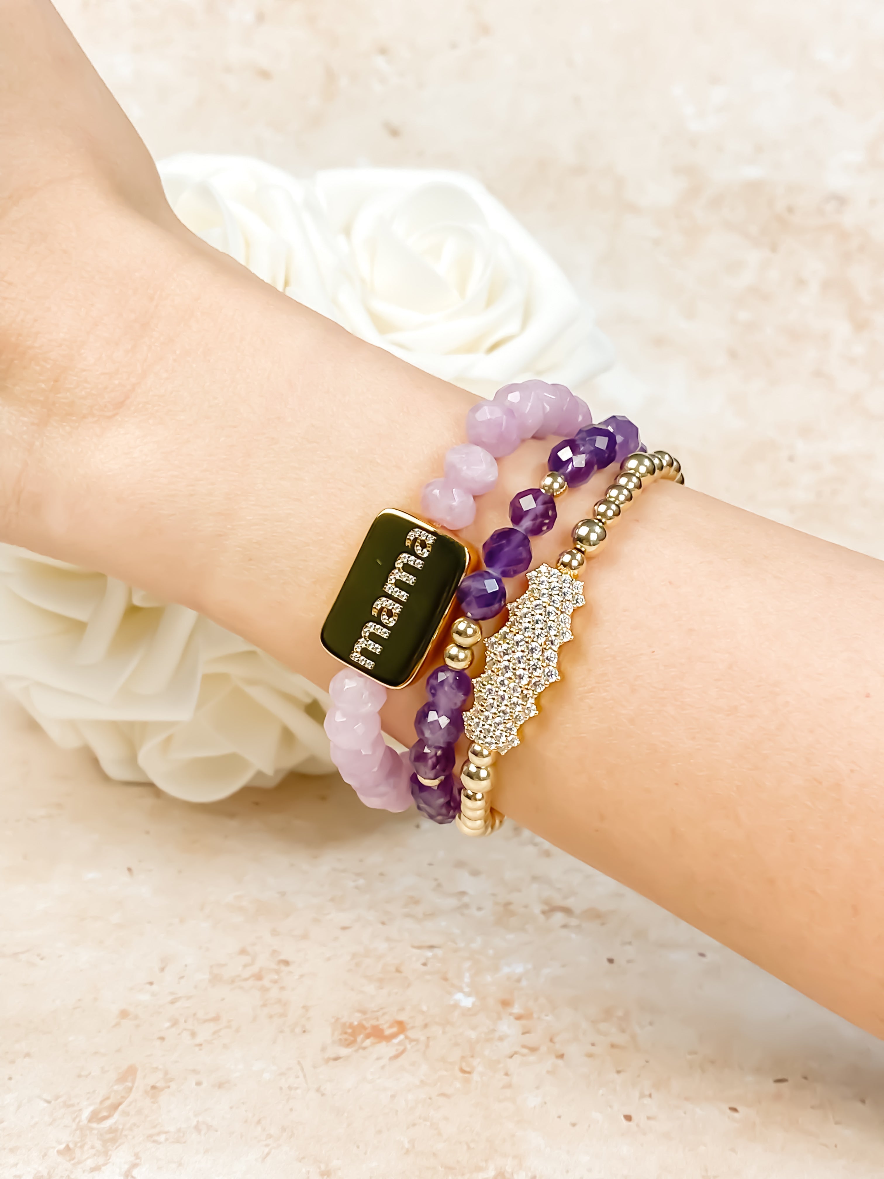 MAMA ON MAUVE MIST ELASTIC BRACELET