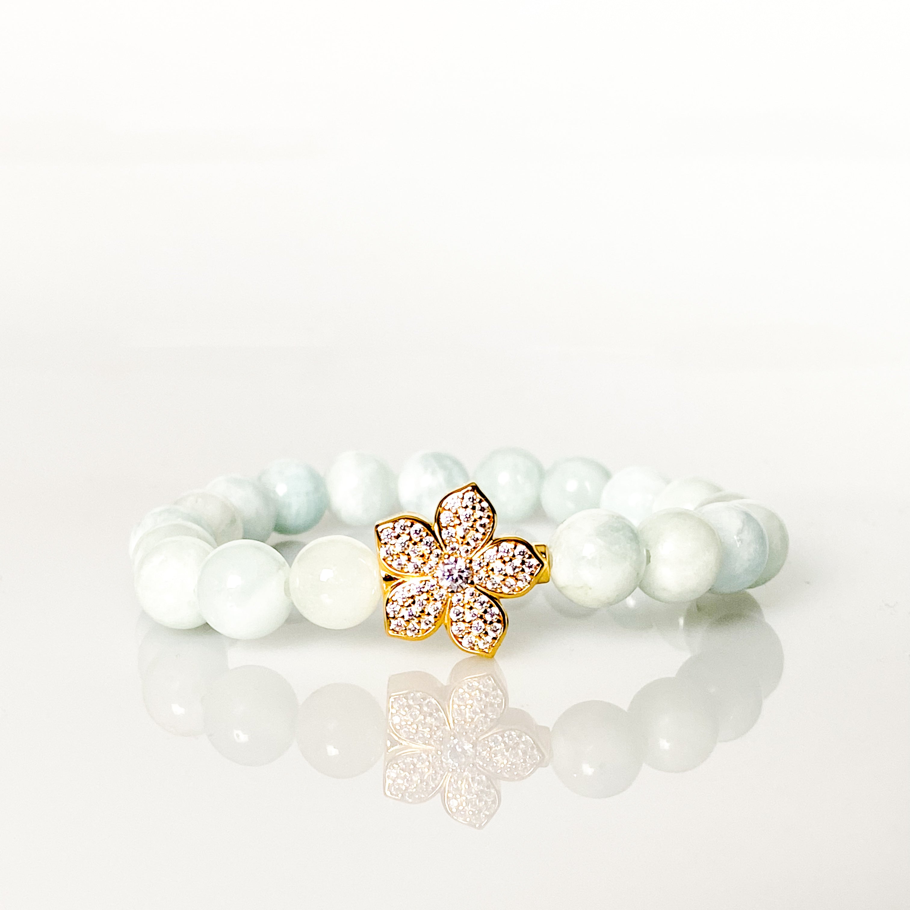 HIBISCUS ON AQUAMARINE ELASTIC BRACELET
