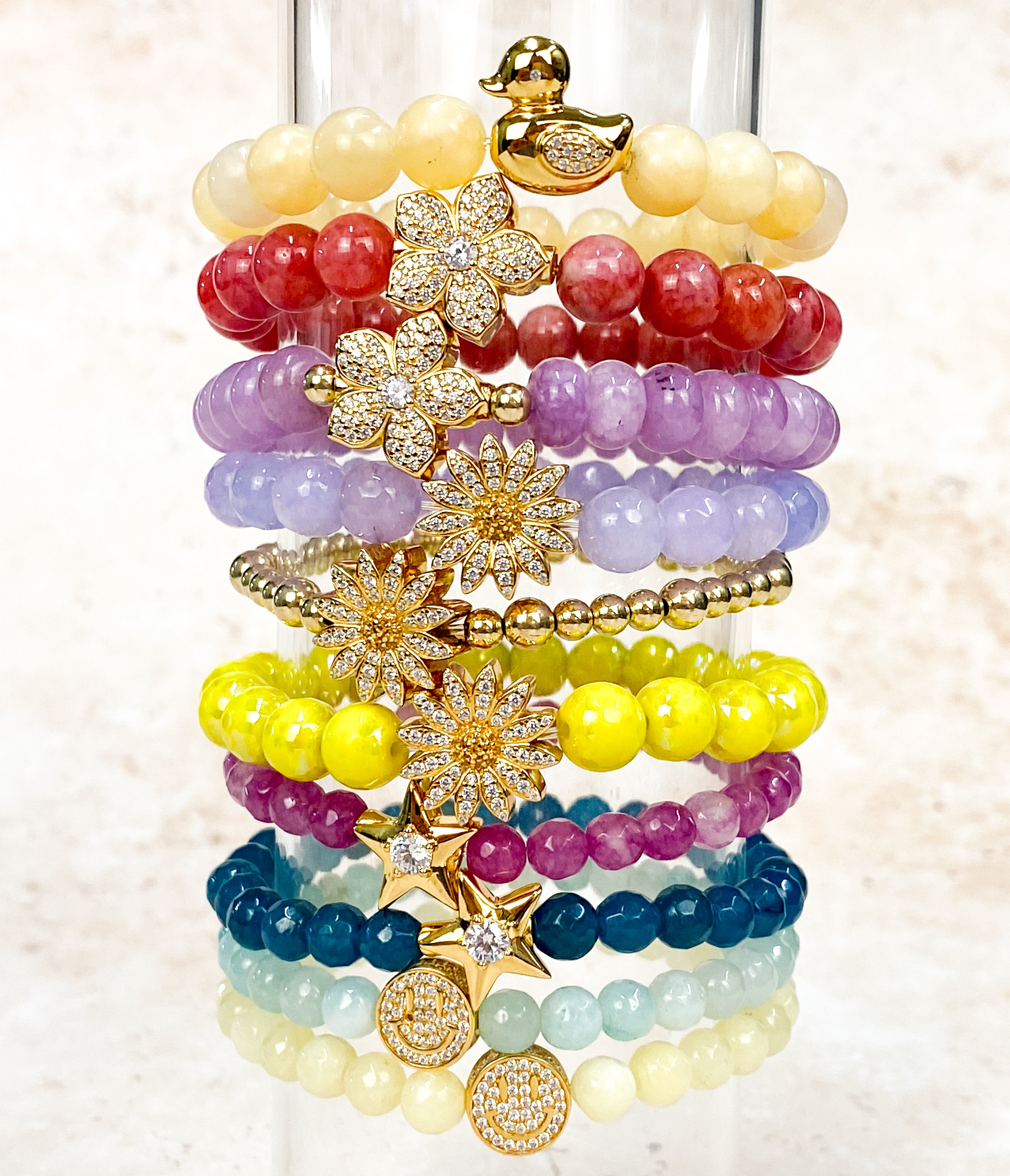 DUCK ON HONEY ONYX ELASTIC BRACELET