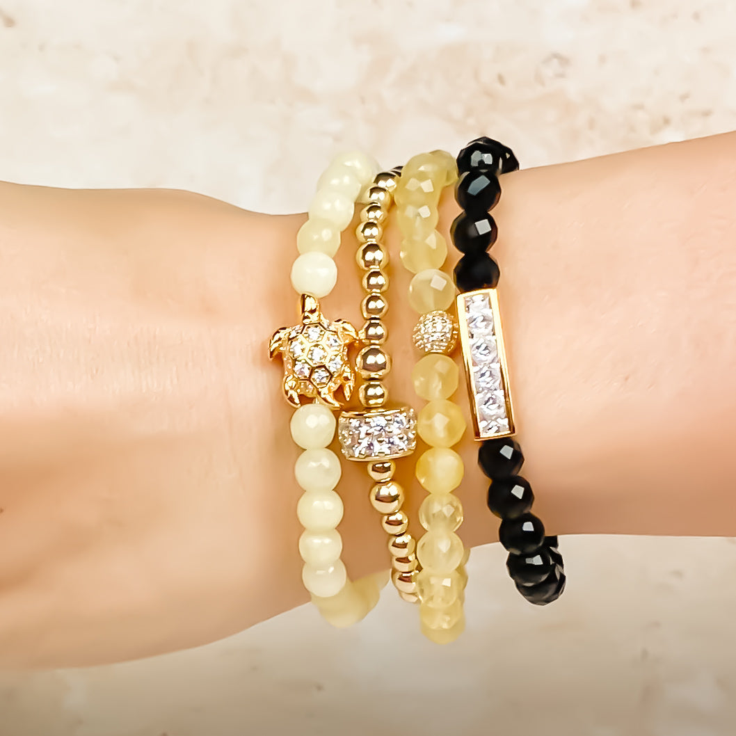 TURTLE ON YELLOW CREAM ELASTIC BRACELET