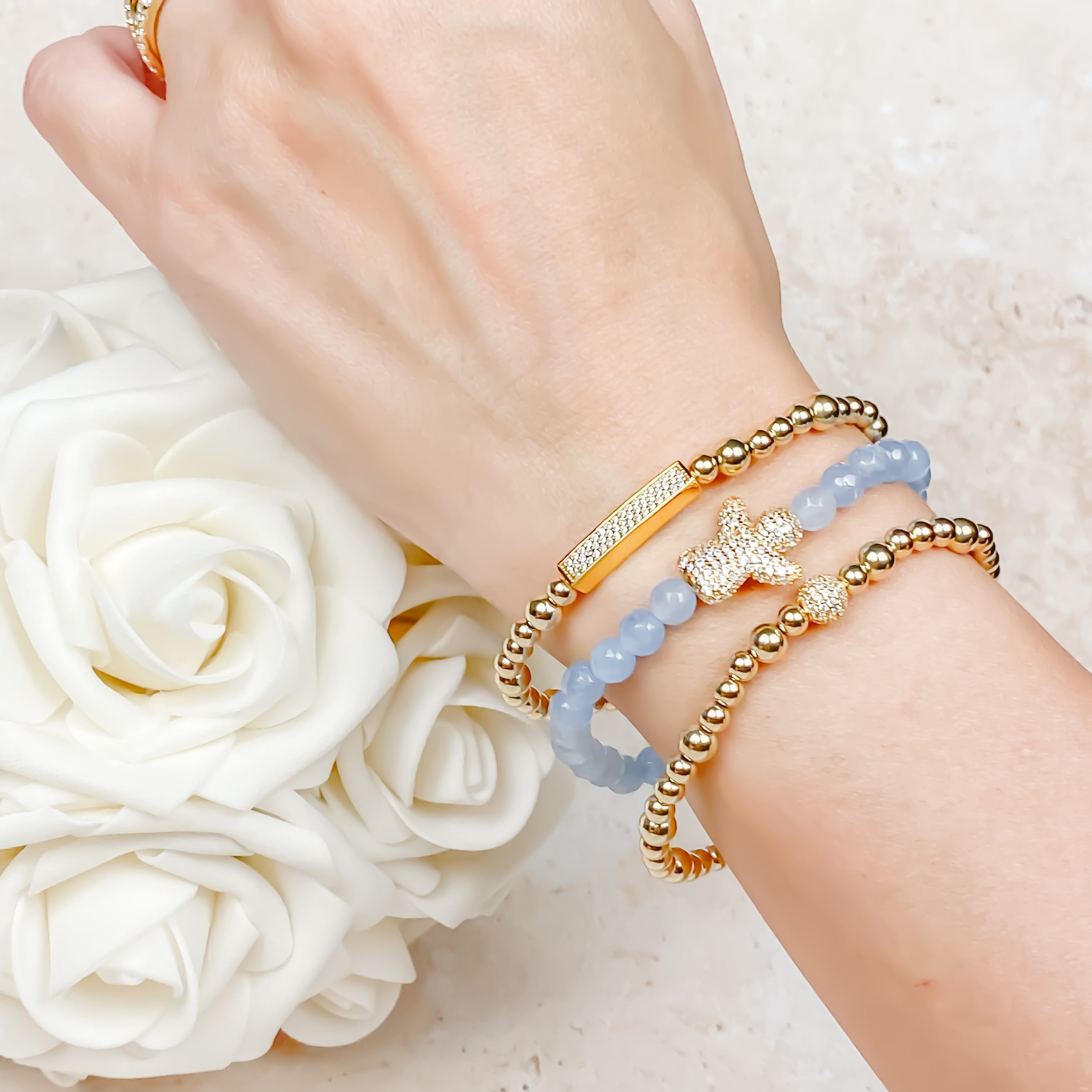 ANGEL ON COOL WATER JADE ELASTIC BRACELET