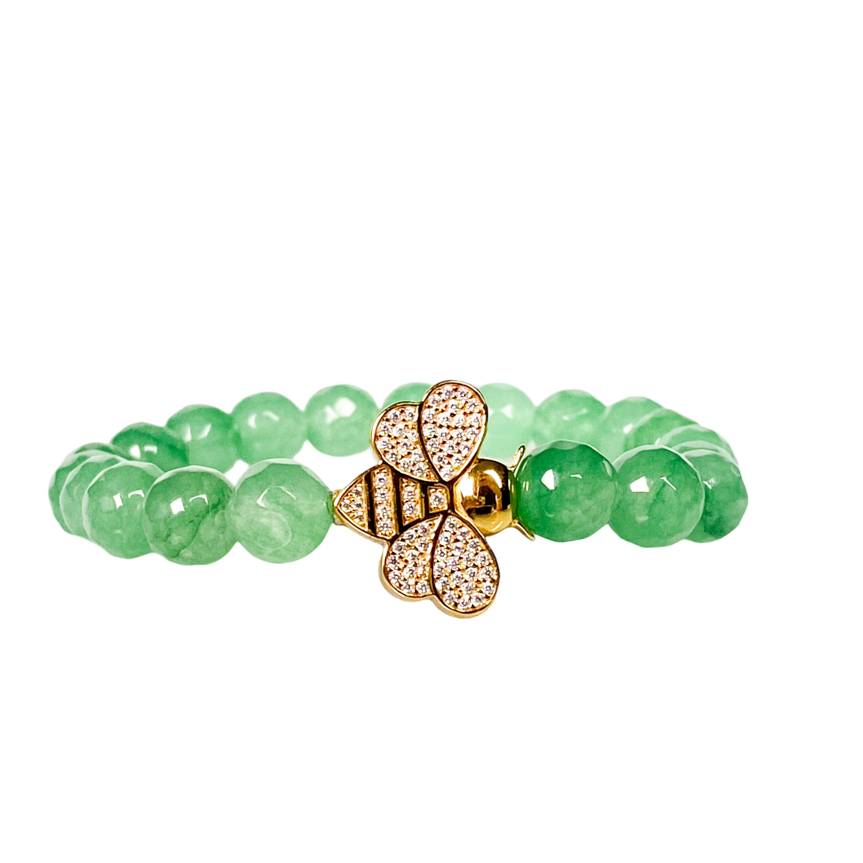 BEE ON GREEN AVENTURINE ELASTIC BRACELET