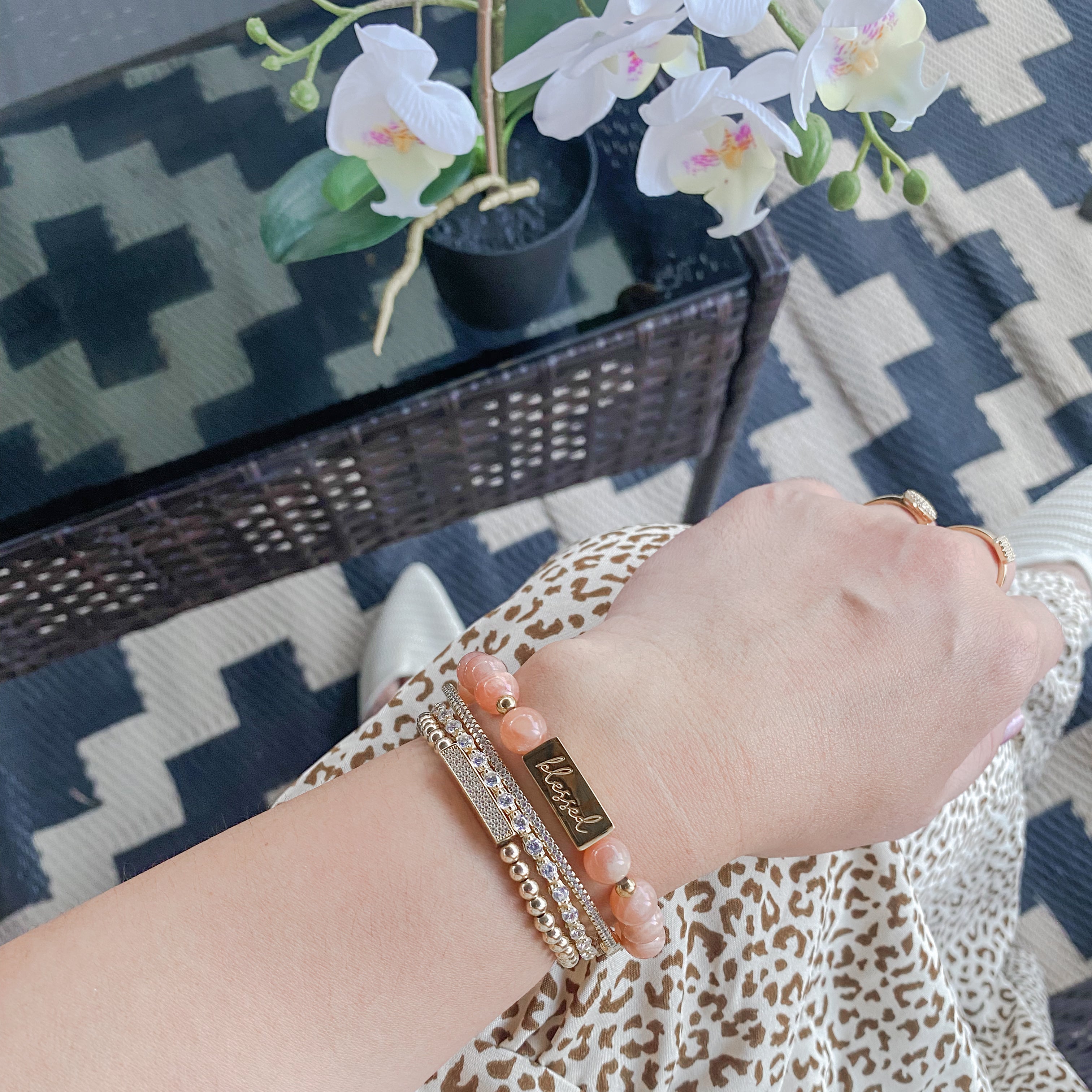 BLESSED ON SUNSTONE ELASTIC BRACELET