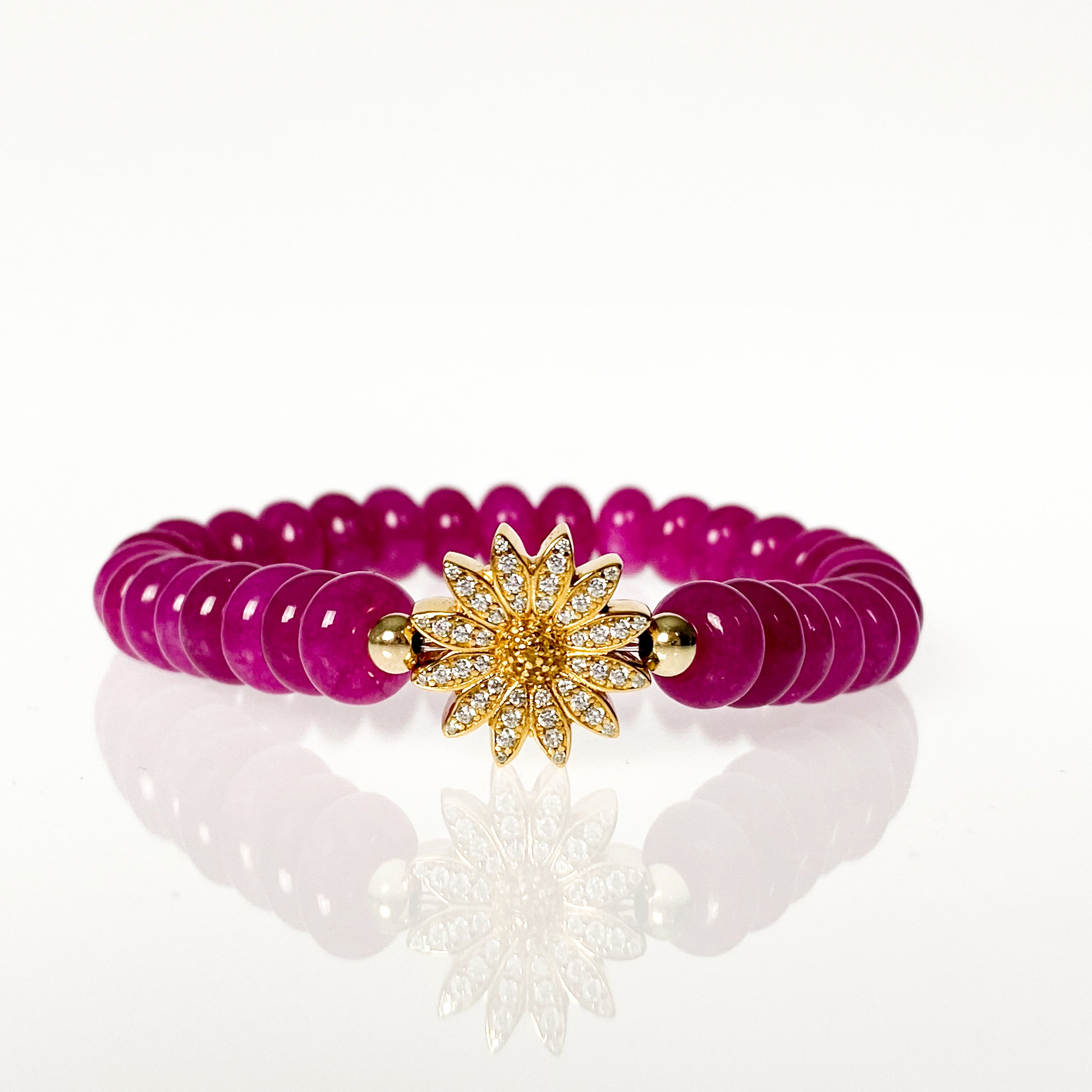 DAISY ON BEETROOT ELASTIC BRACELET