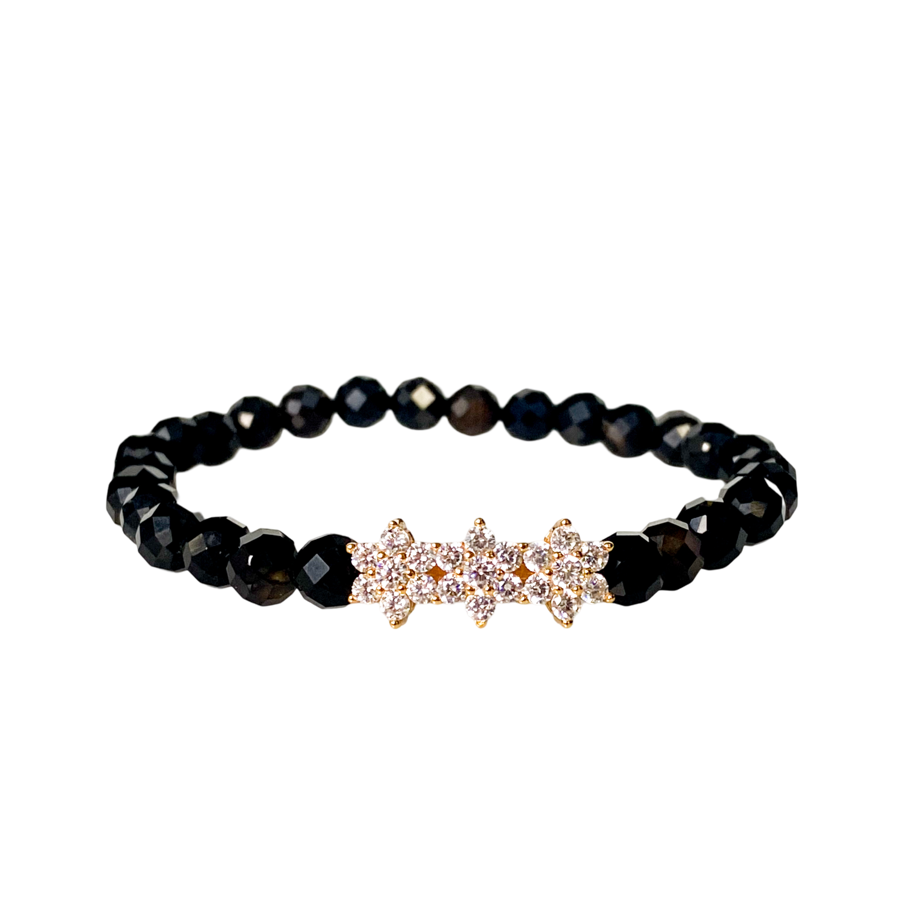 ROSITAS ON BLACK ONYX ELASTIC BRACELET