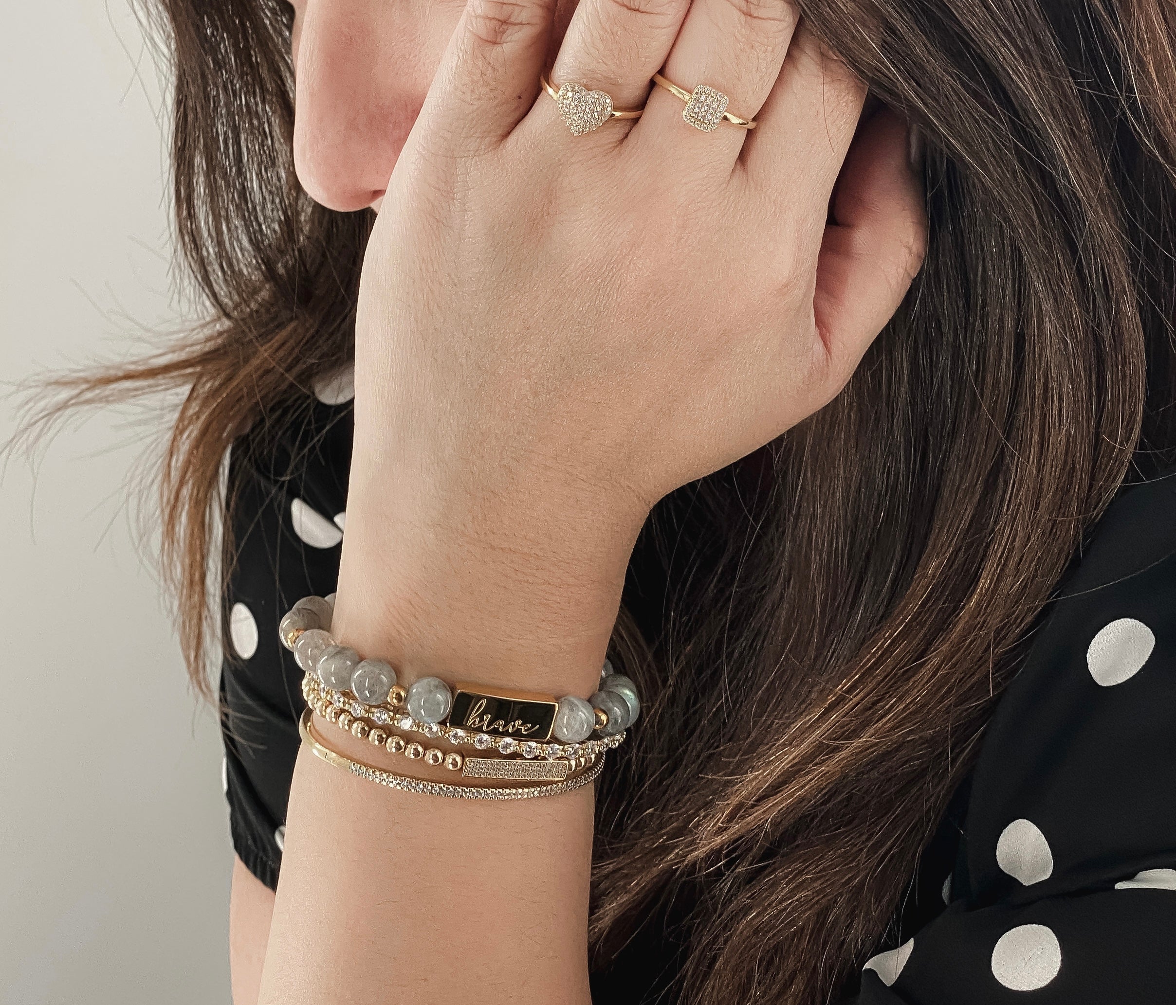 BRAVE ON LABRADORITE ELASTIC BRACELET