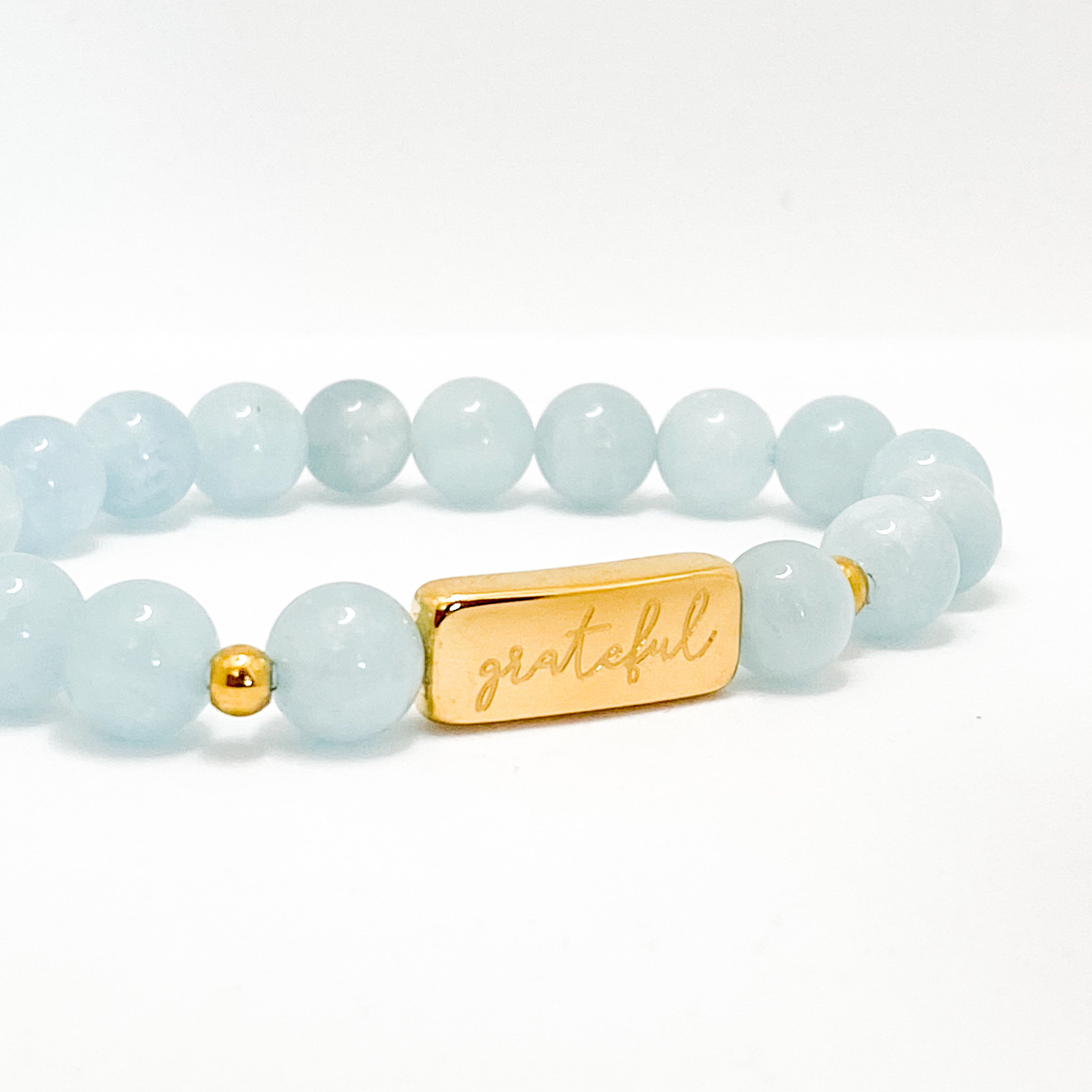 GRATEFUL ON AQUAMARINE ELASTIC BRACELET