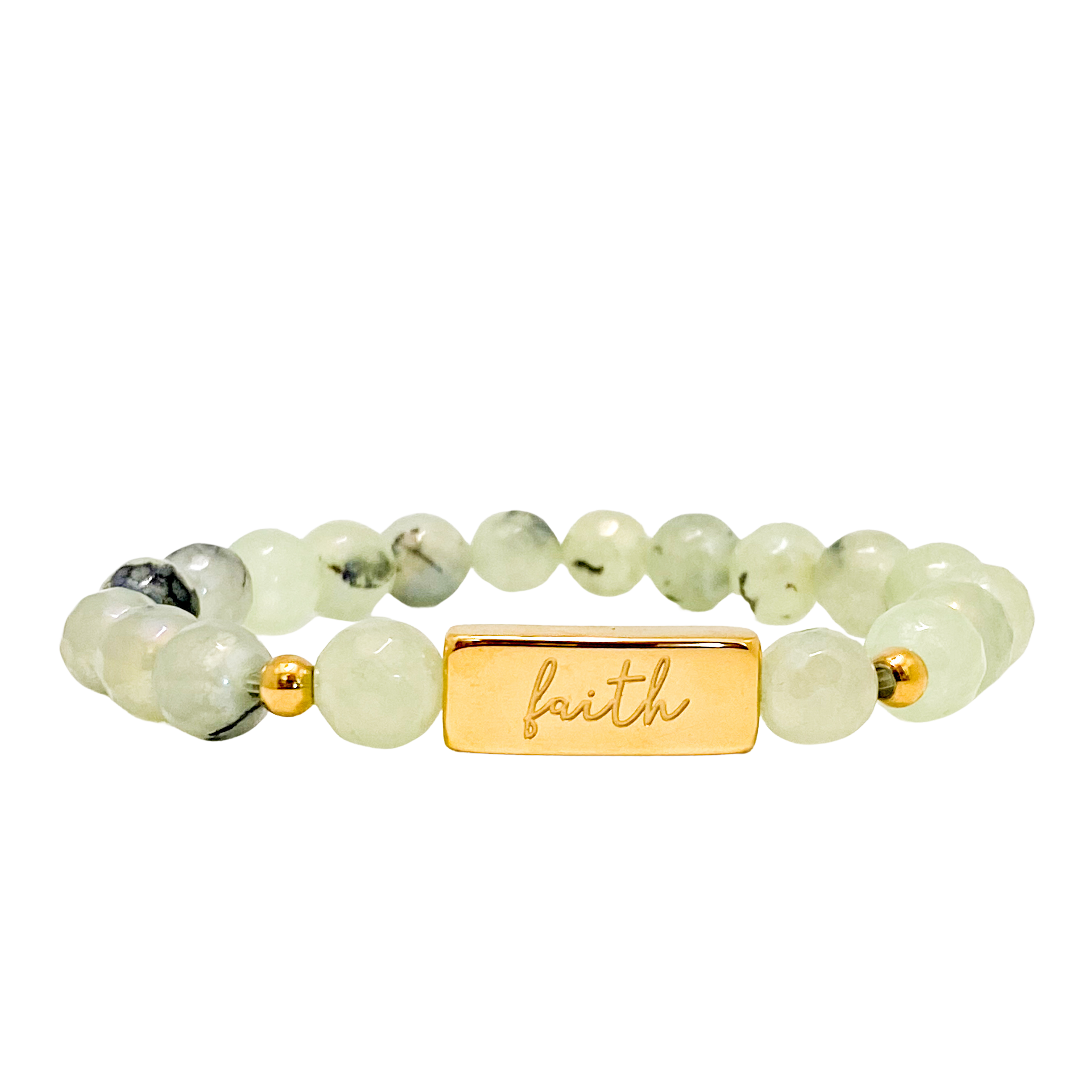 FAITH ON PREHNITE ELASTIC BRACELET
