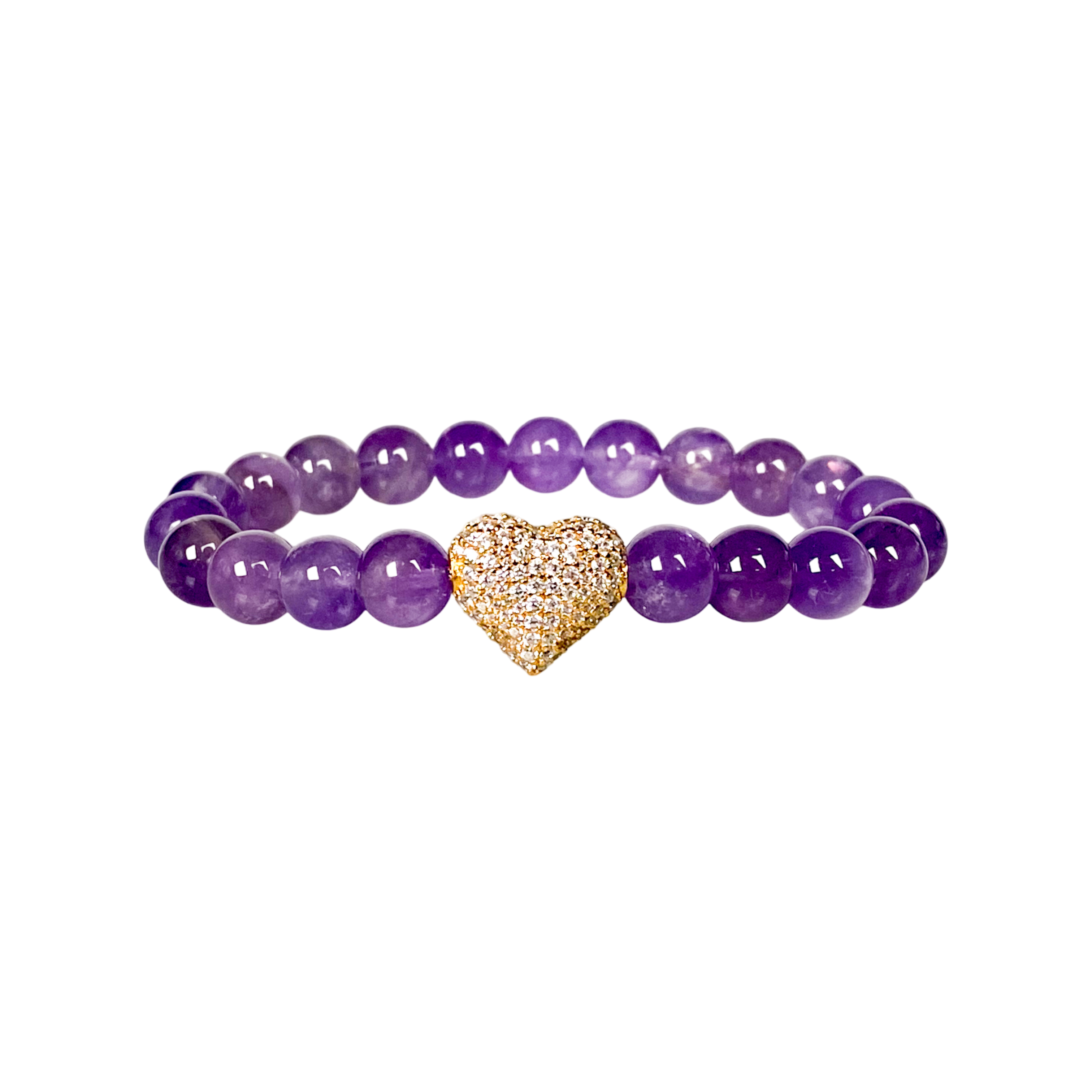 BIG HEART ON AMETHYST ELASTIC BRACELET