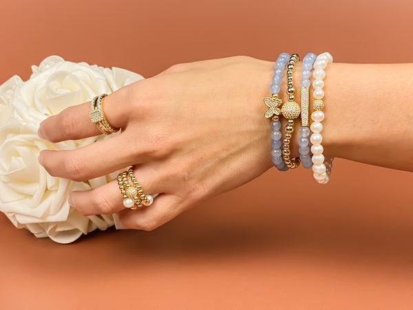 MINI CRYSTAL BAR ON COOL WATER ELASTIC BRACELET