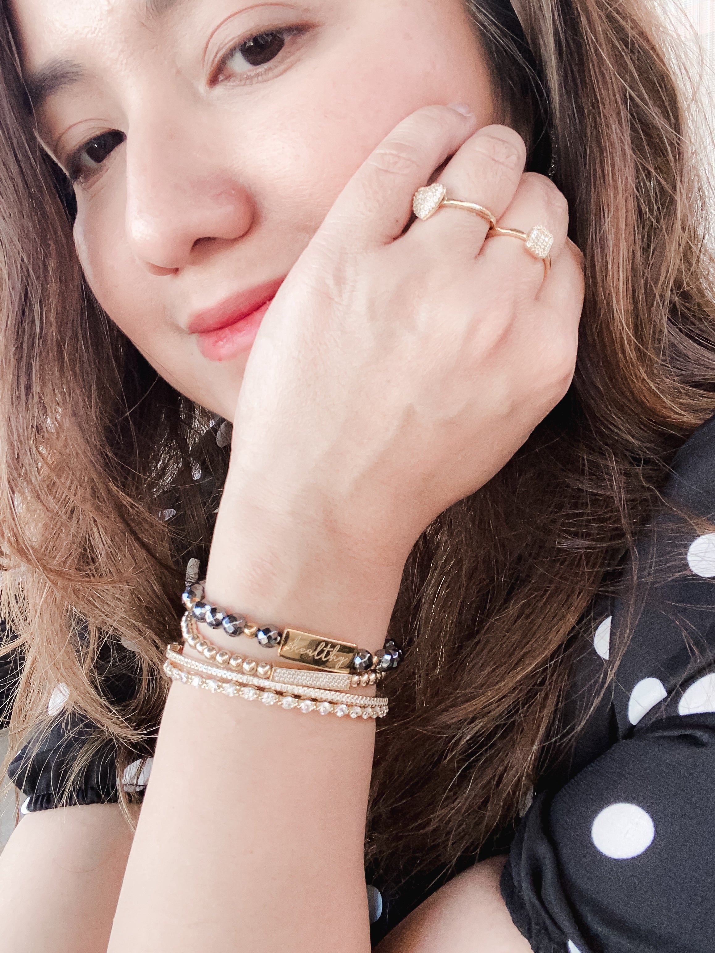 HEALTHY ON HEMATITE ELASTIC BRACELET