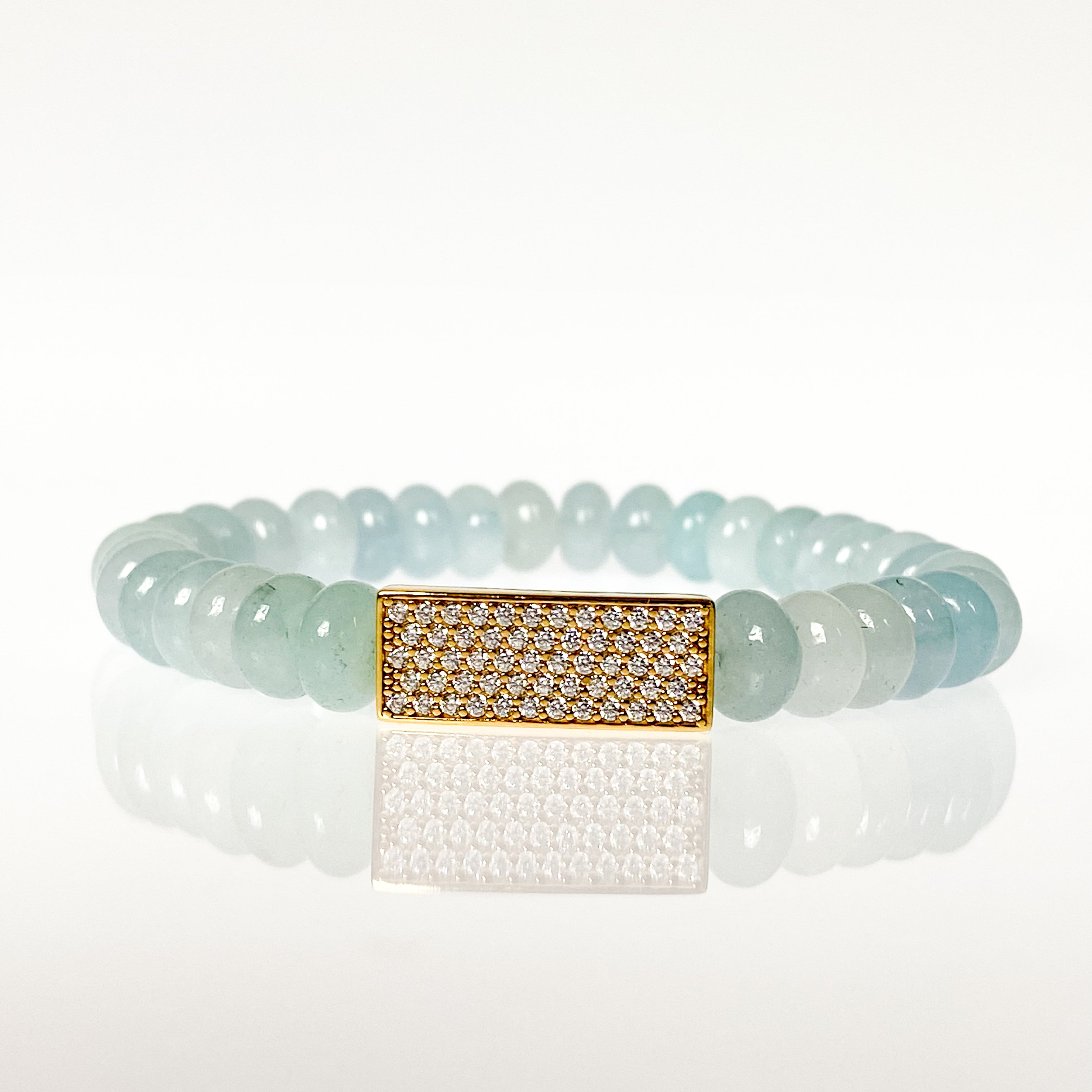 CRYSTAL BAR ON SKY BLUE ELASTIC BRACELET