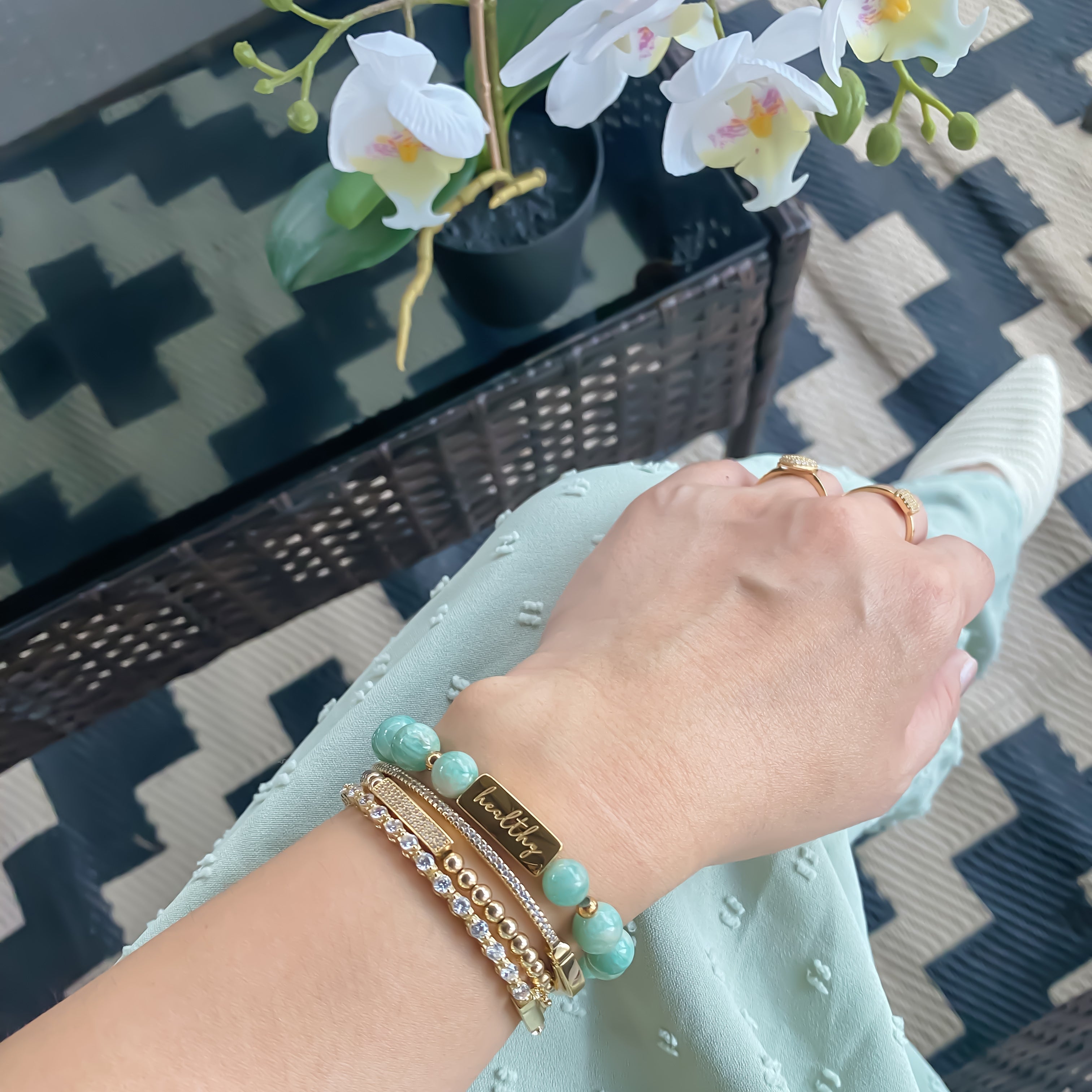HEALTHY ON AMAZONITE ELASTIC BRACELET