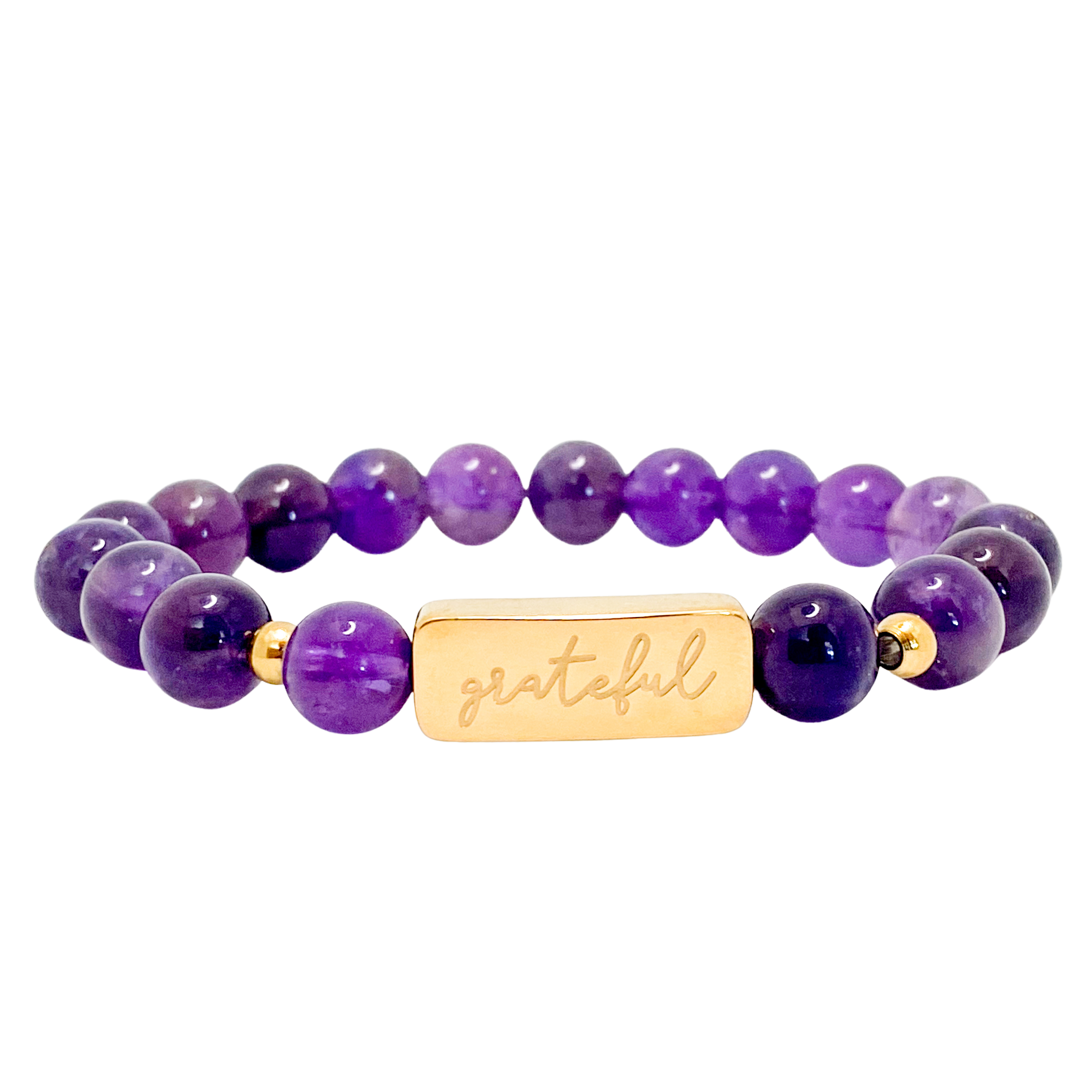 GRATEFUL ON AMETHYST ELASTIC BRACELET