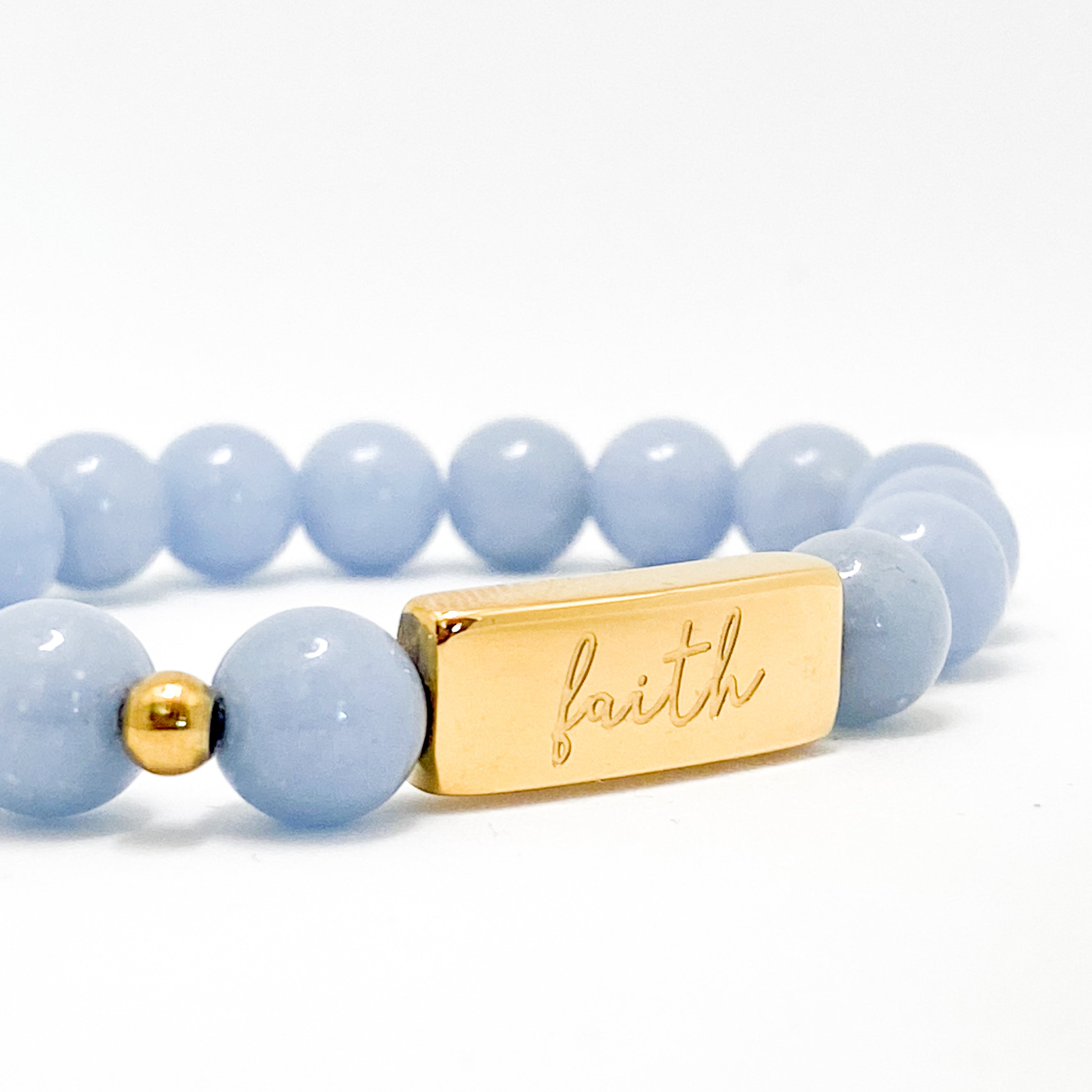 FAITH ON ANGELITE ELASTIC BRACELET