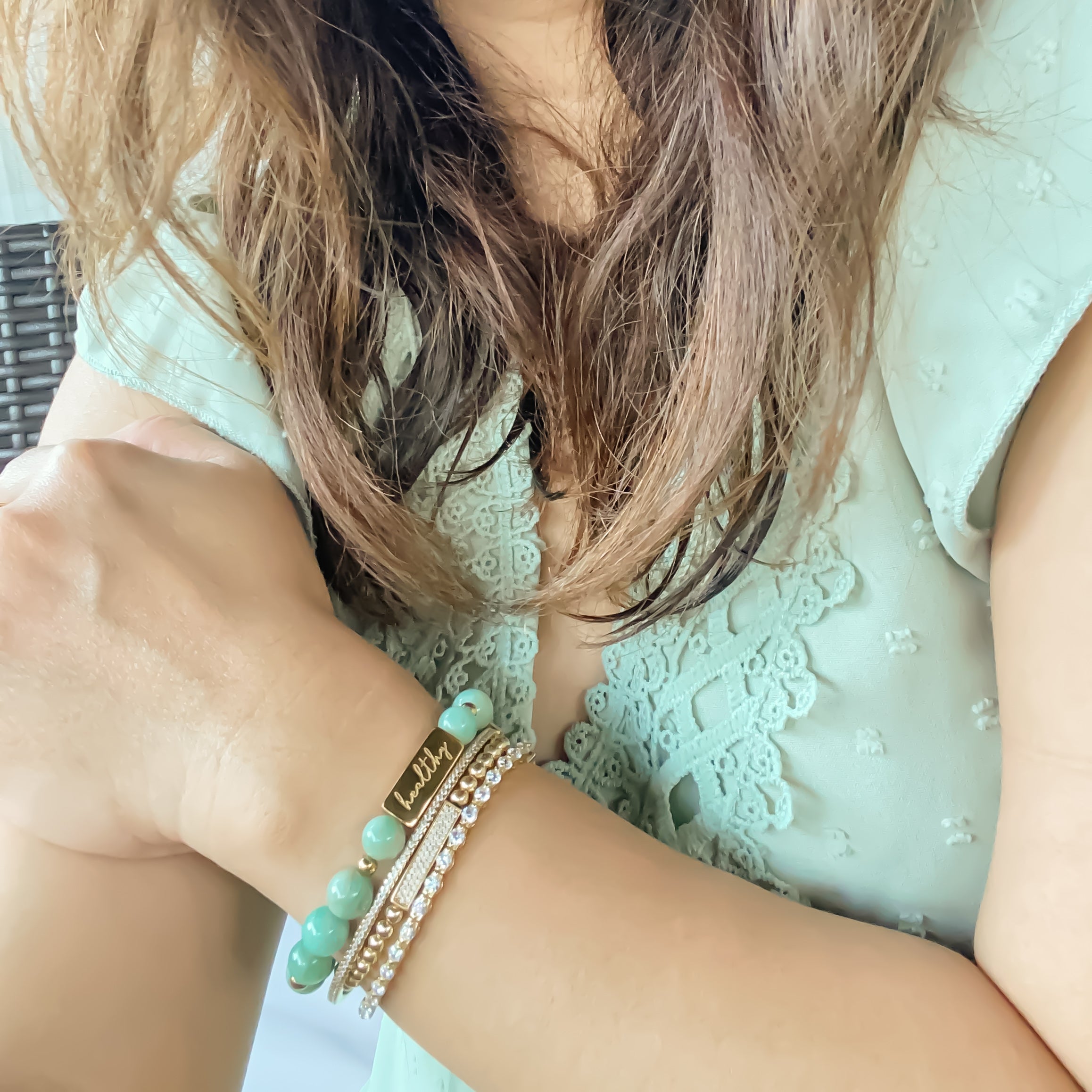 HEALTHY ON AMAZONITE ELASTIC BRACELET