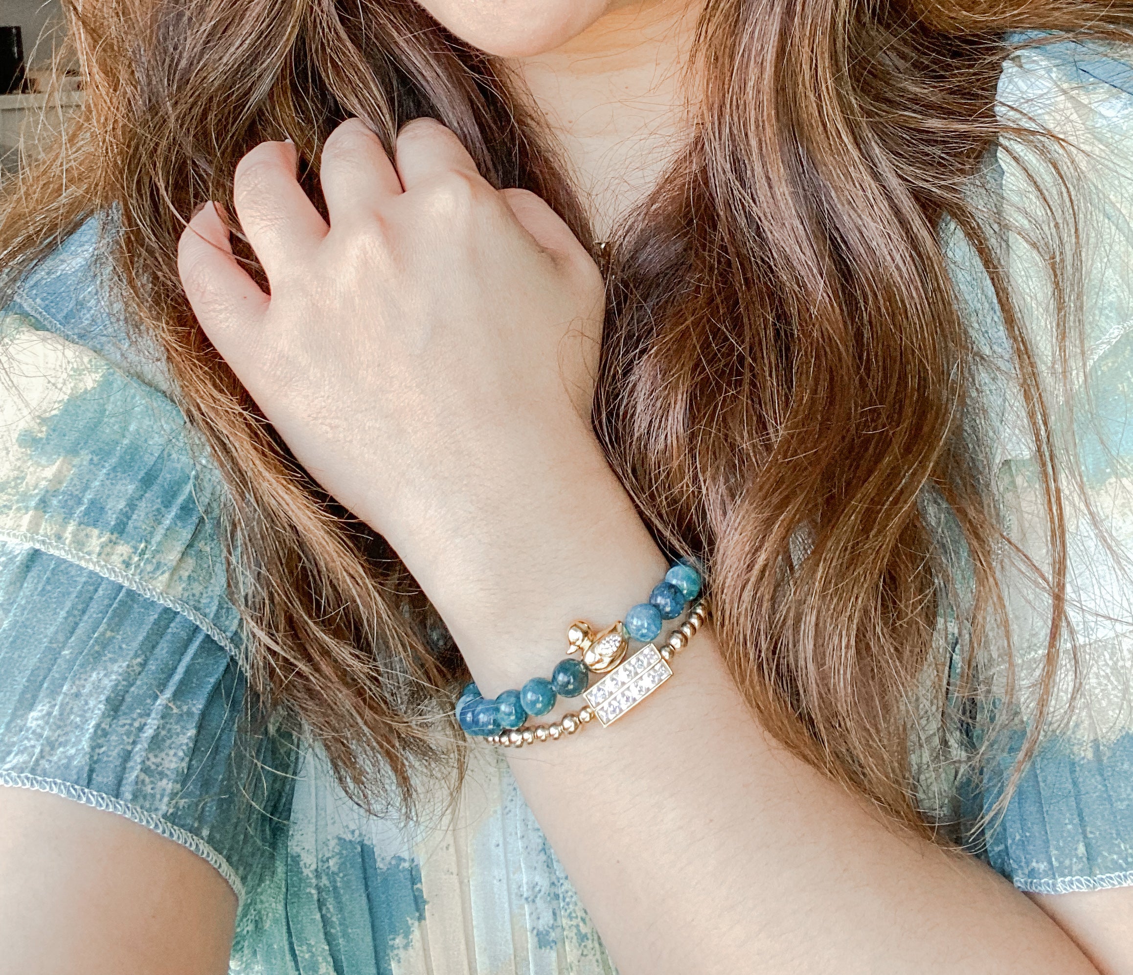 DUCK ON APATITE ELASTIC BRACELET