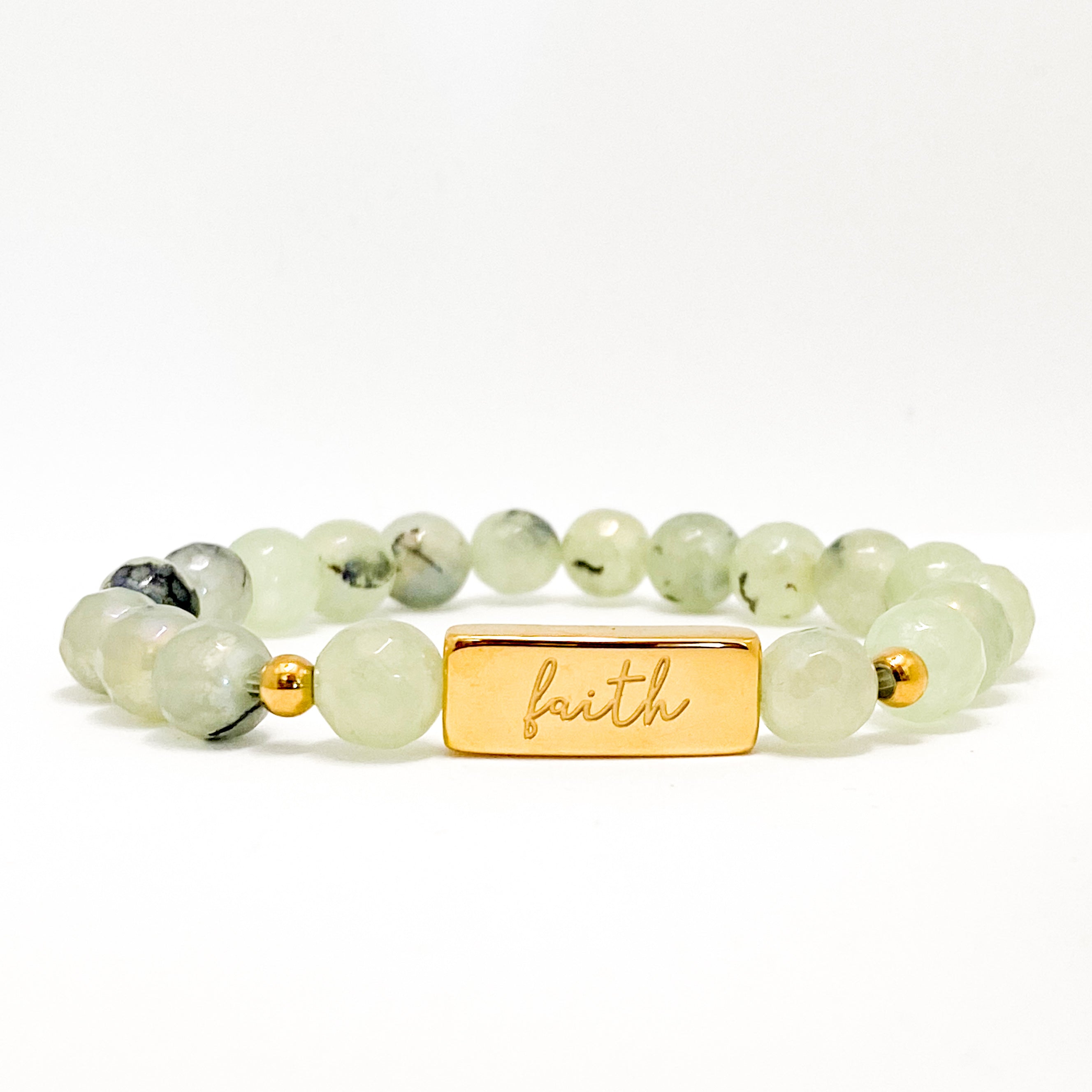 FAITH ON PREHNITE ELASTIC BRACELET