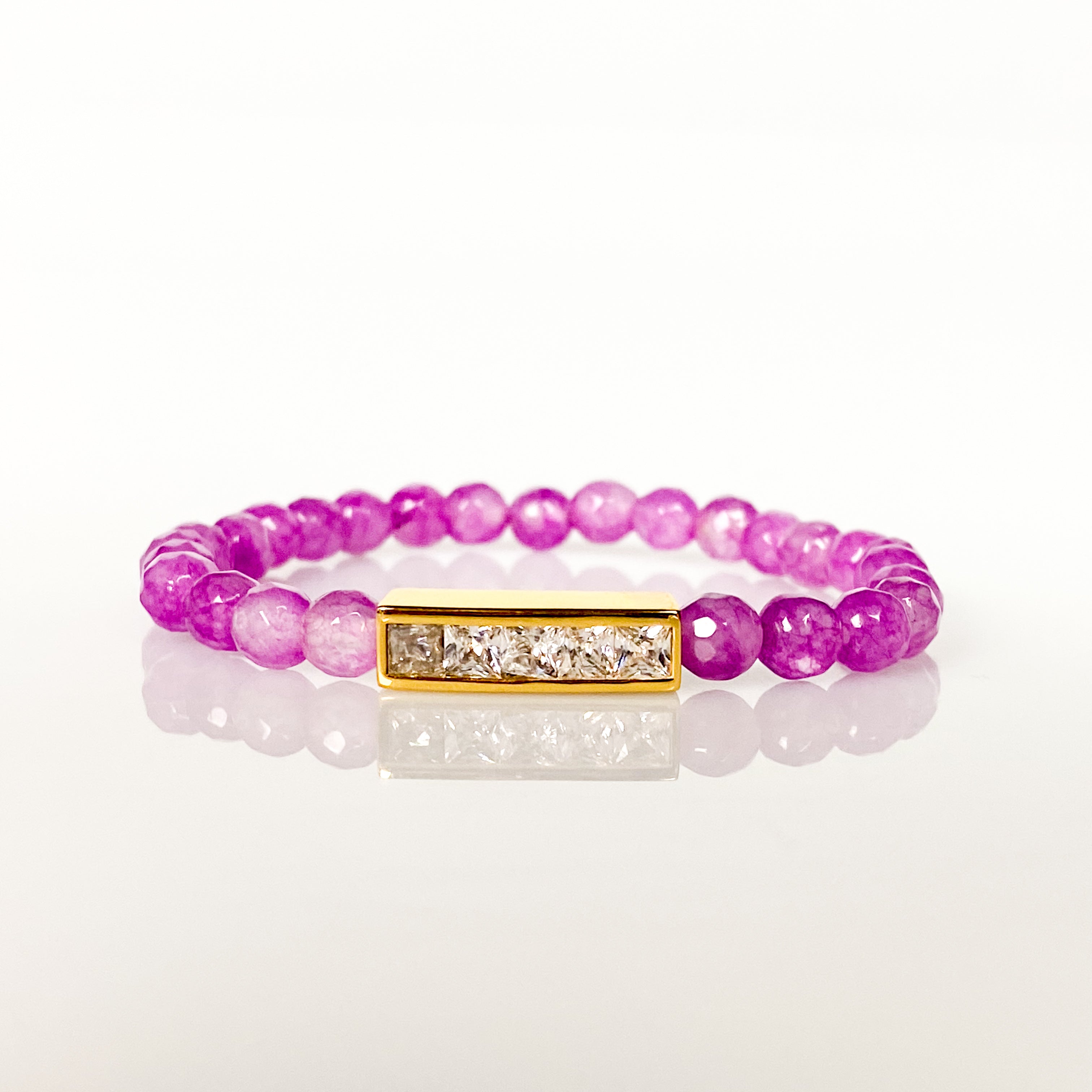 MINI PRINCESS BAR ON ROSE VIOLET ELASTIC BRACELET