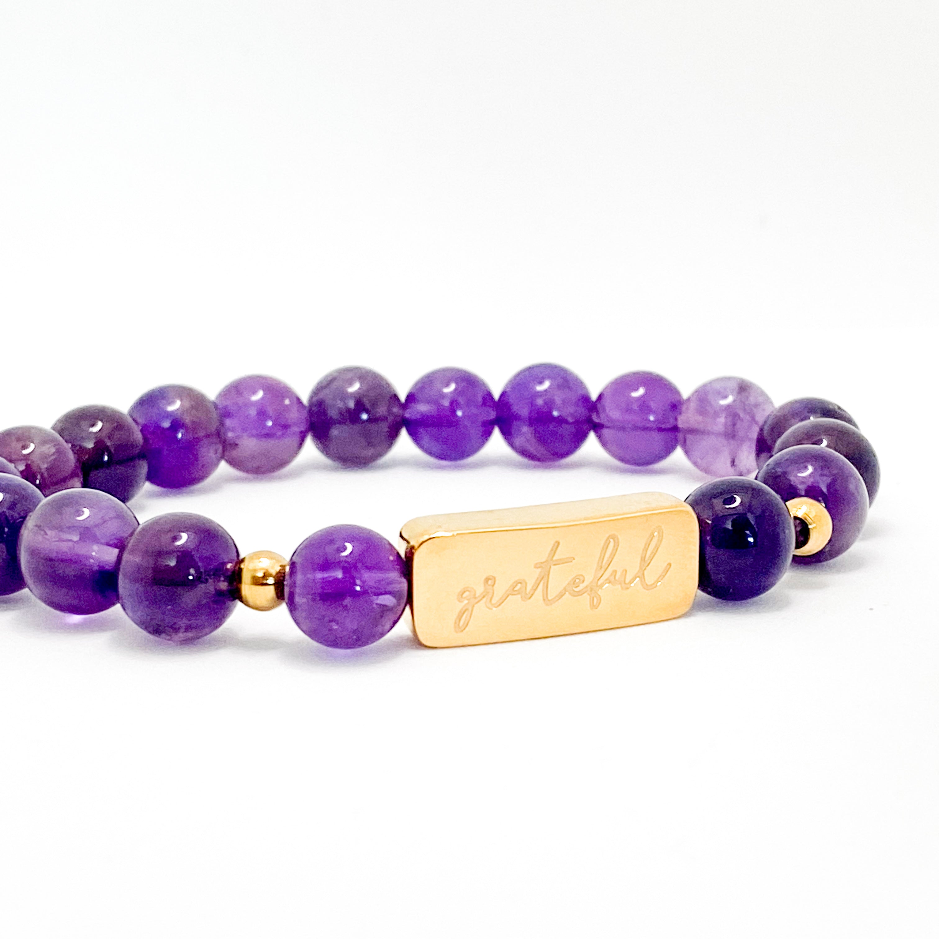 GRATEFUL ON AMETHYST ELASTIC BRACELET