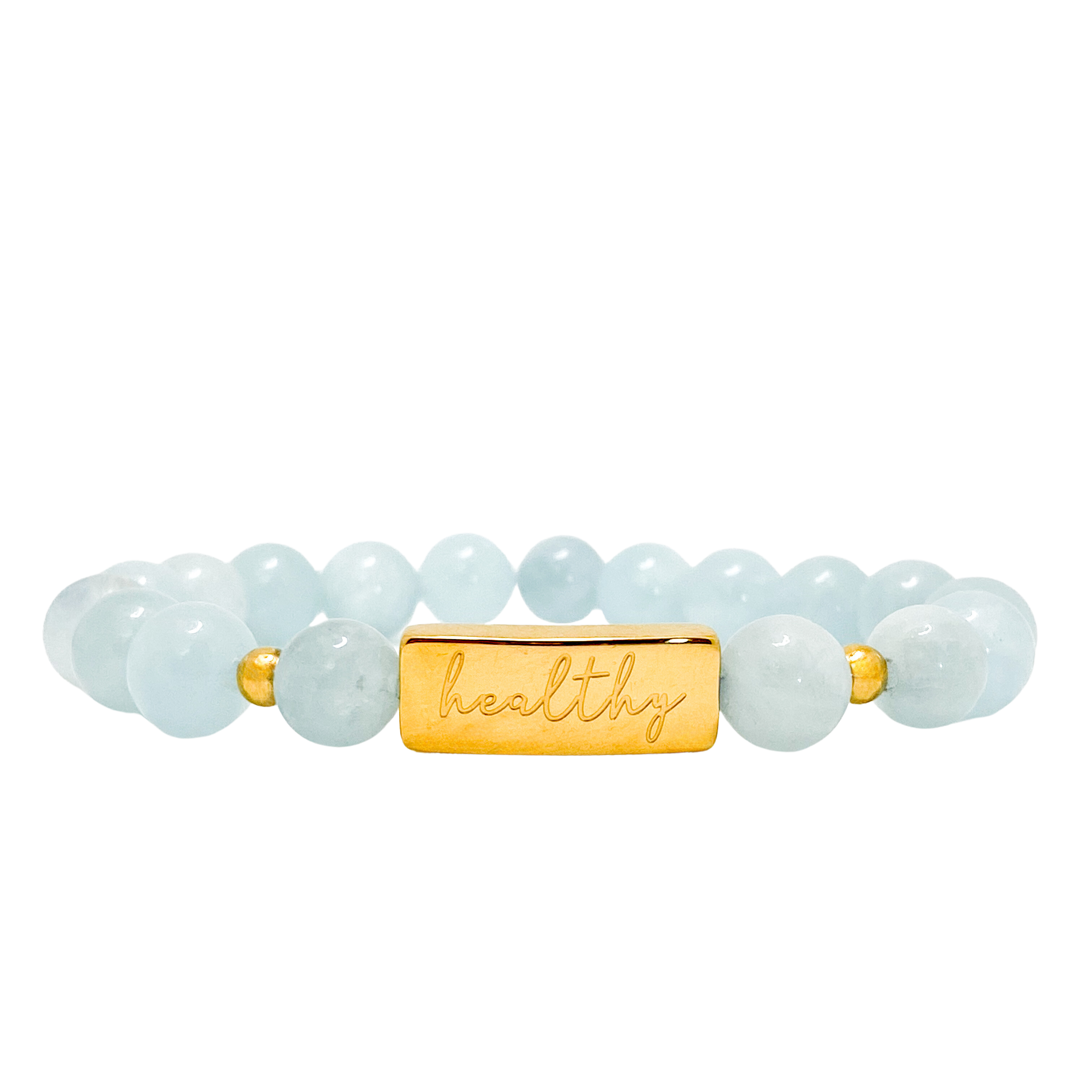 HEALTHY ON AQUAMARINE ELASTIC BRACELET