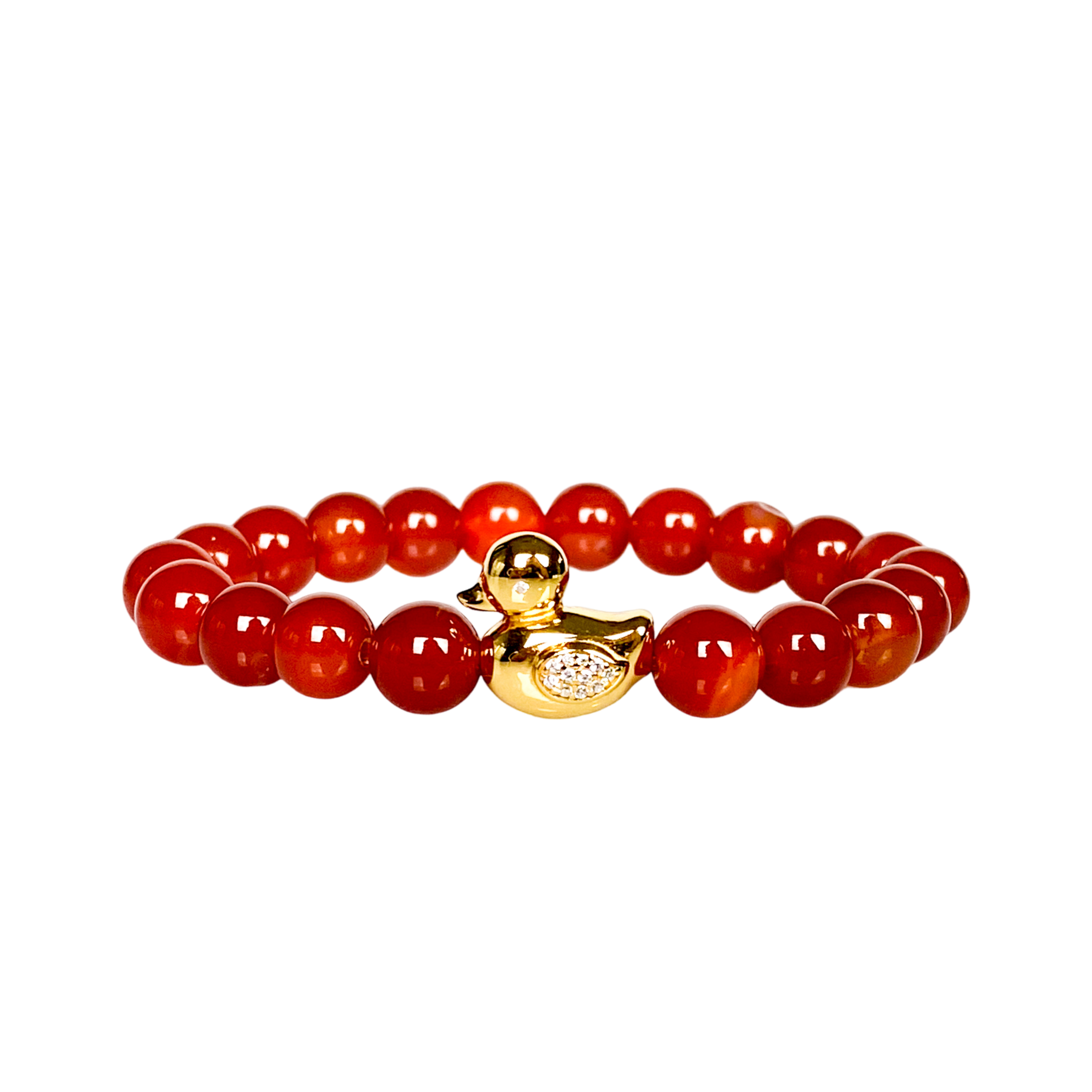 DUCK ON CARNELIAN ELASTIC BRACELET
