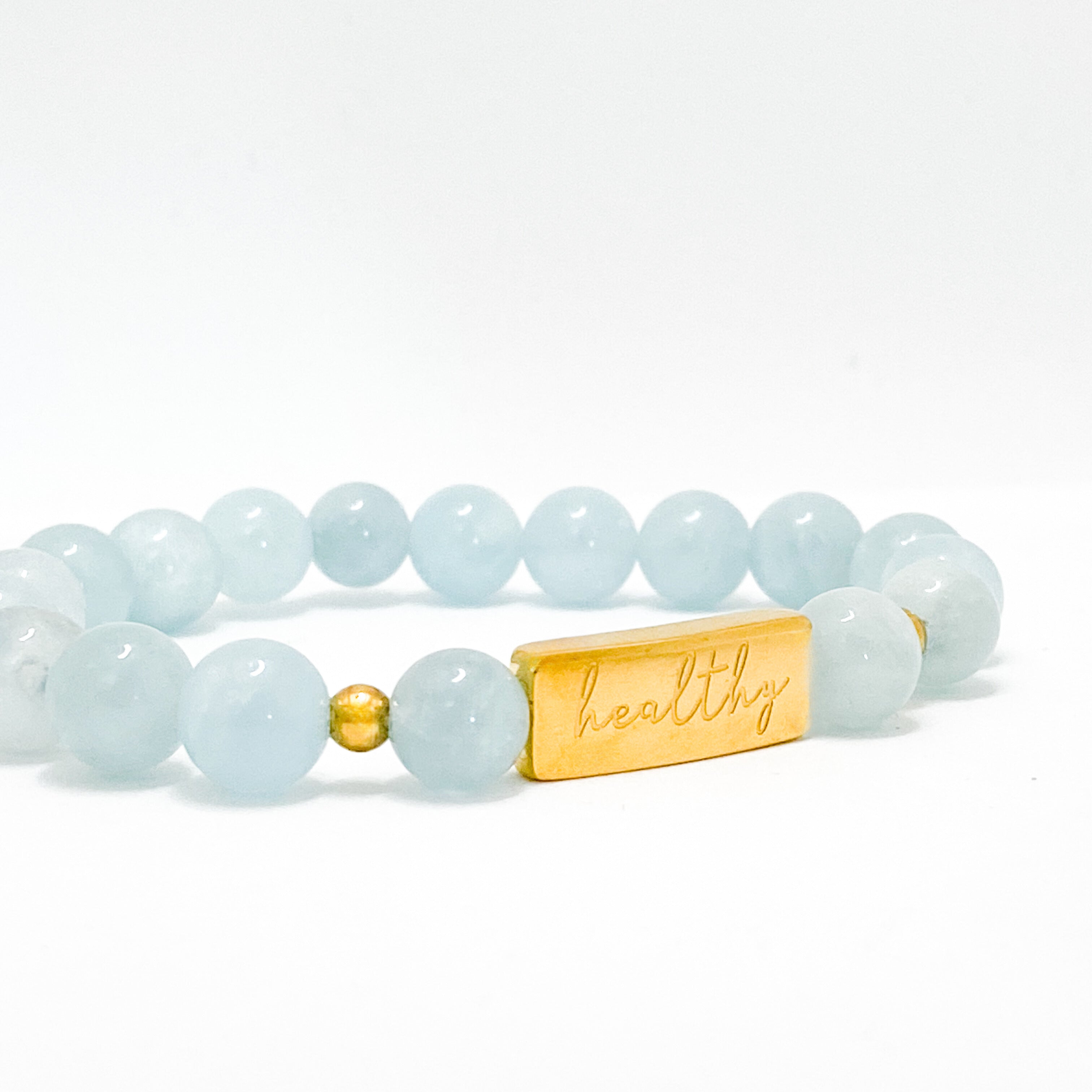 HEALTHY ON AQUAMARINE ELASTIC BRACELET