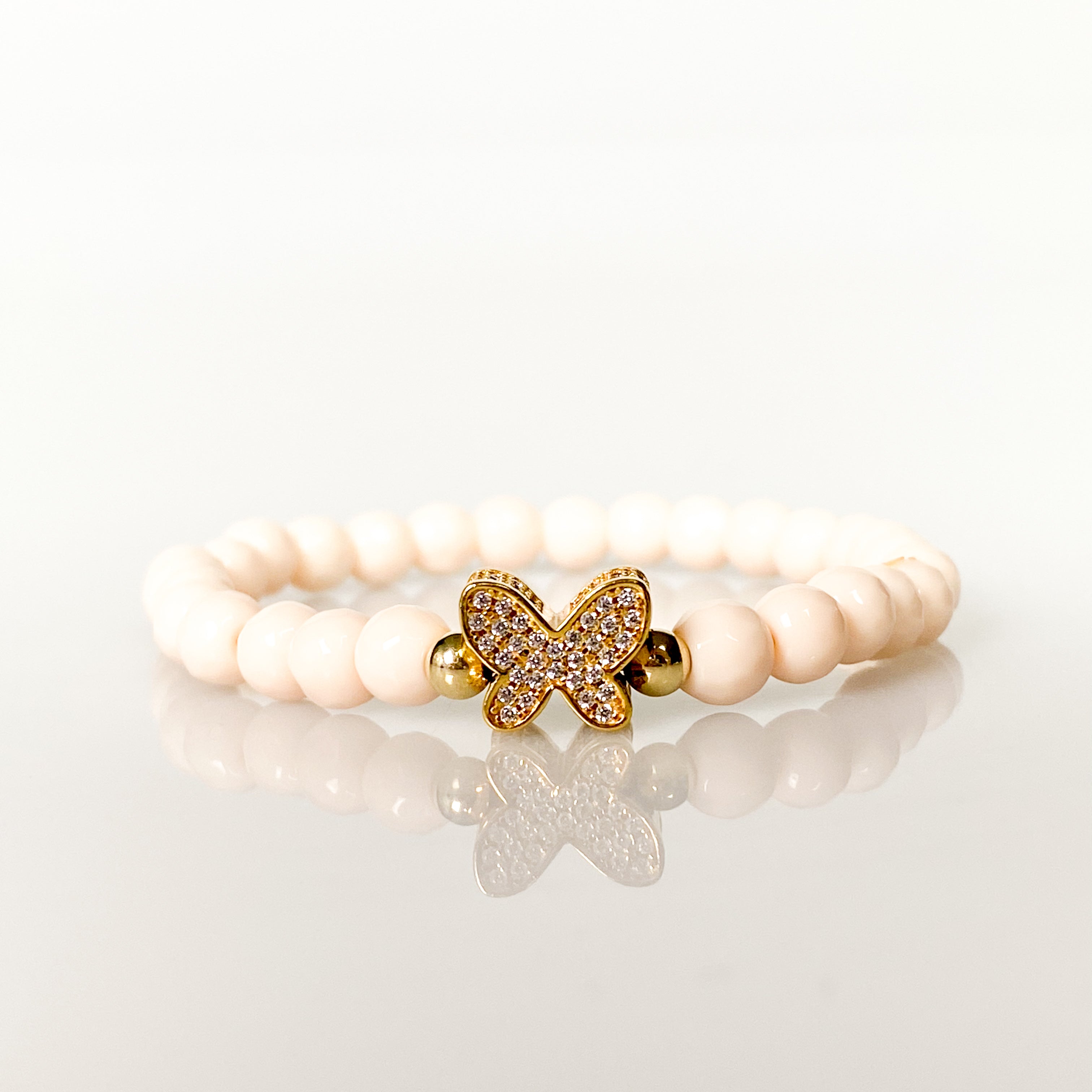 BUTTERFLY ON FRENCH VANILLA ELASTIC BRACELET