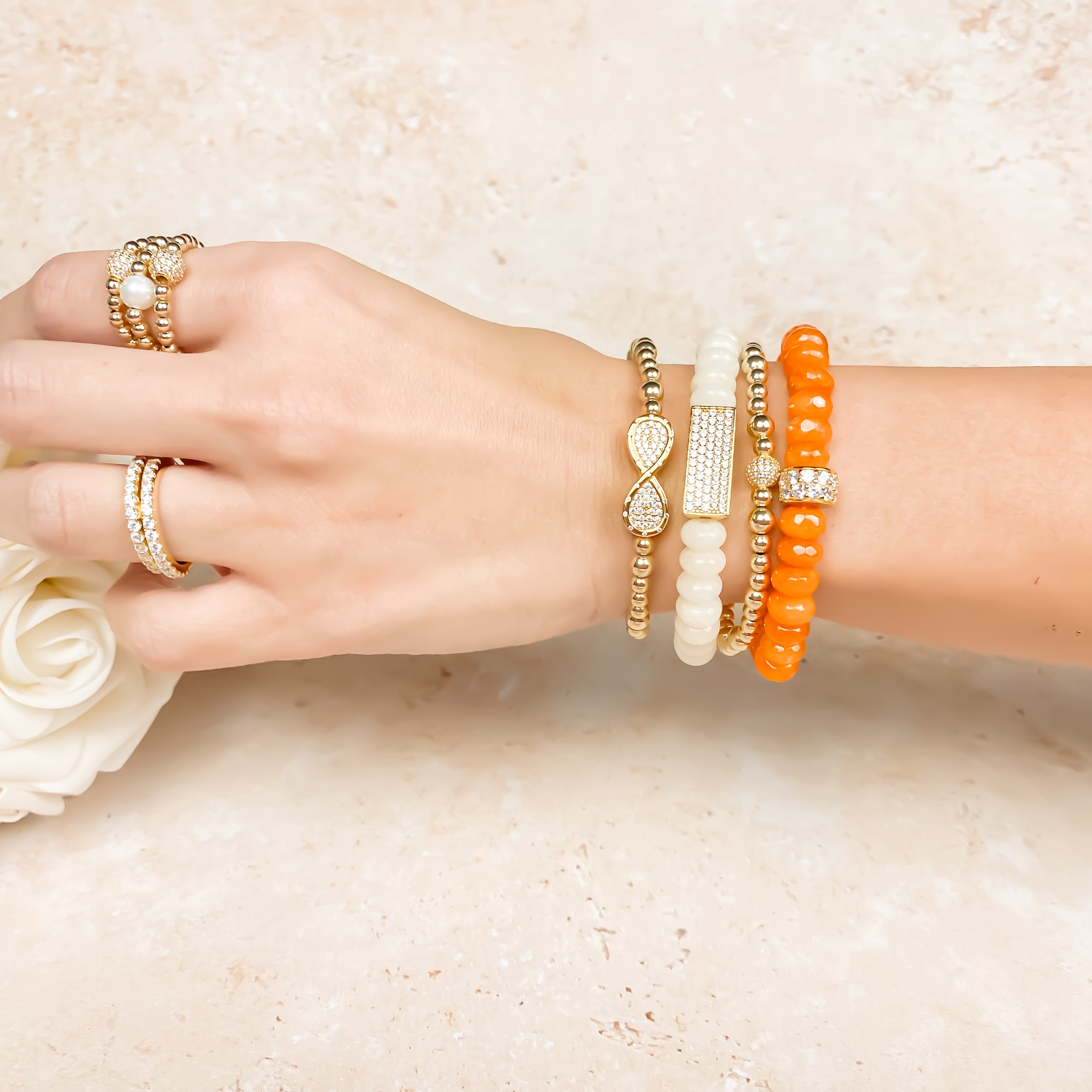 RONDELLE ON GOLDEN POPPY ELASTIC BRACELET