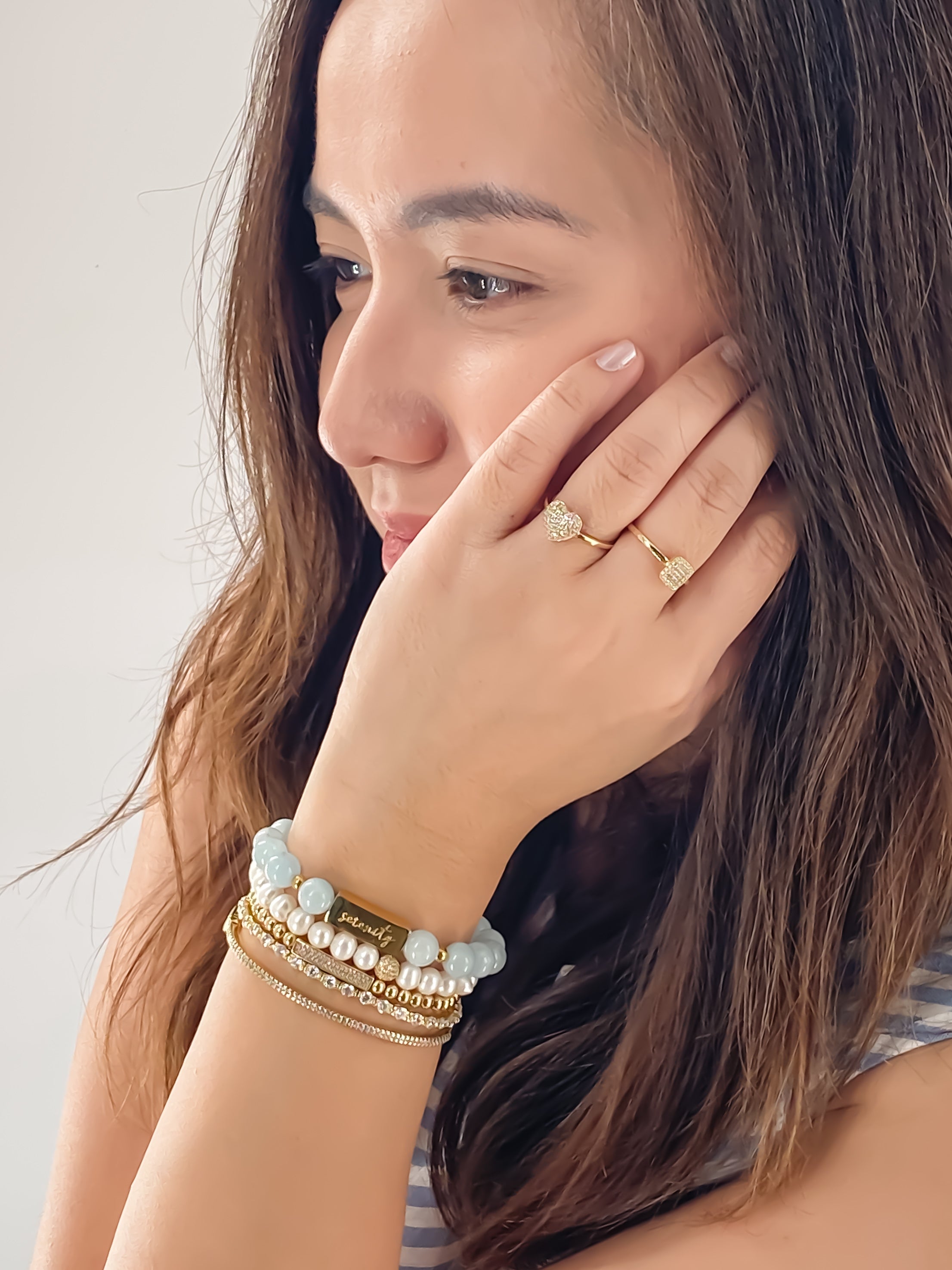 SERENITY ON AQUAMARINE ELASTIC BRACELET