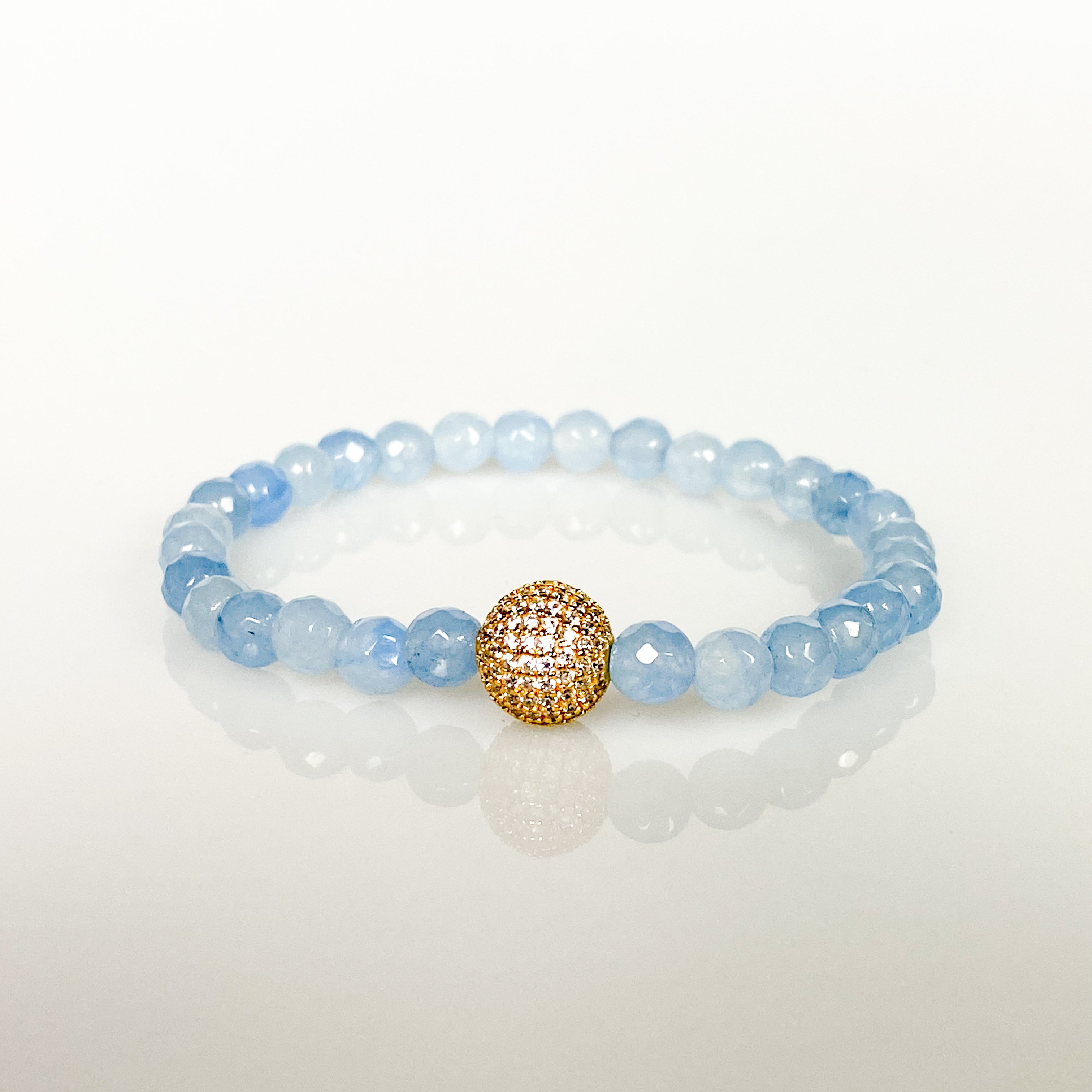 CRYSTAL BALL ON COOL WATER ELASTIC BRACELET