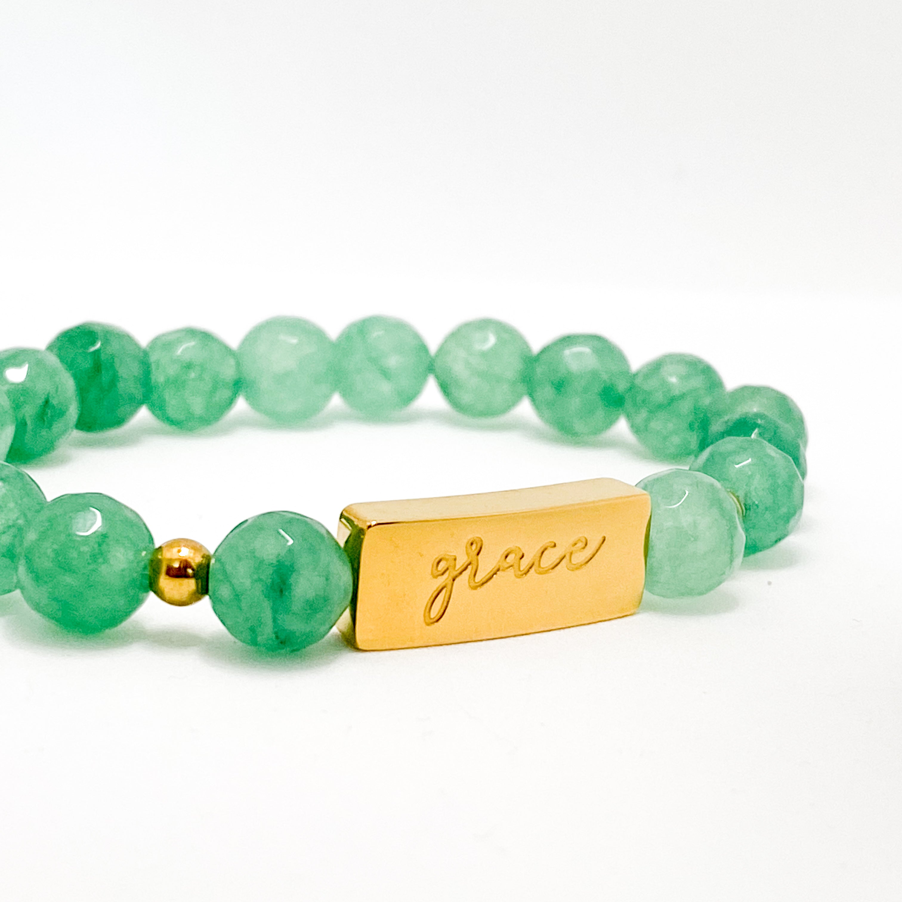 GRACE ON GREEN AVENTURINE ELASTIC BRACELET
