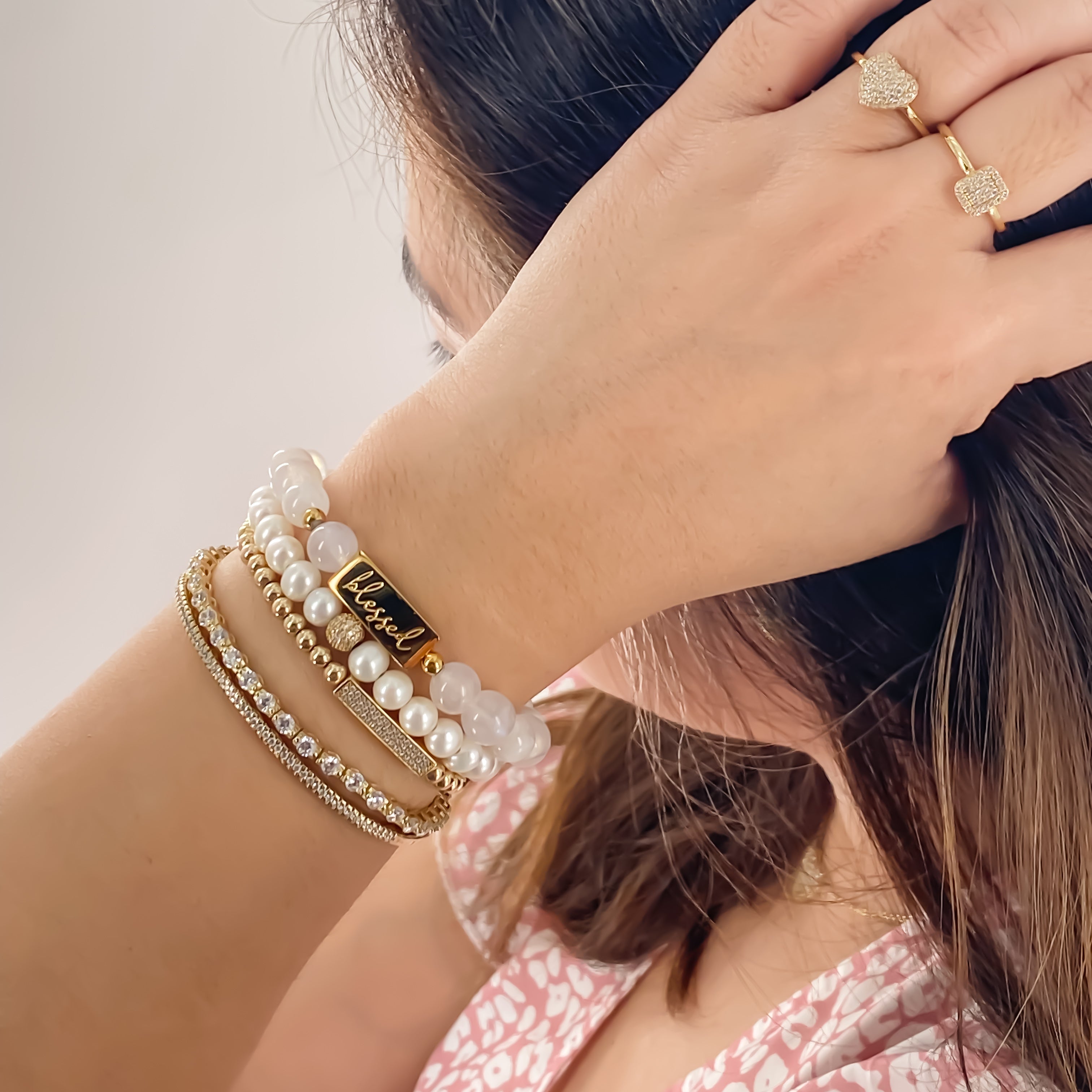 BLESSED ON MOONSTONE ELASTIC BRACELET