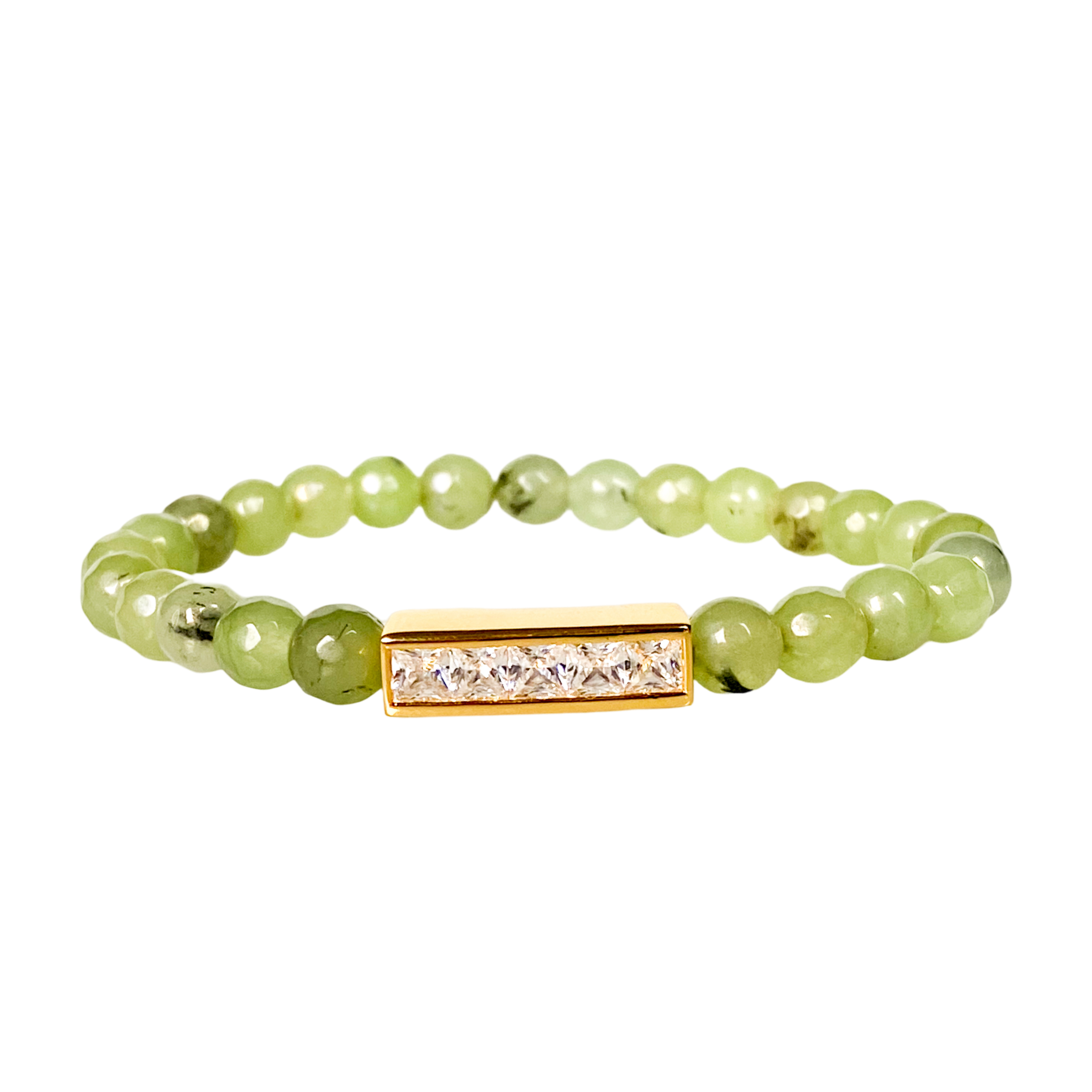 MINI PRINCESS BAR ON PREHNITE ELASTIC BRACELET