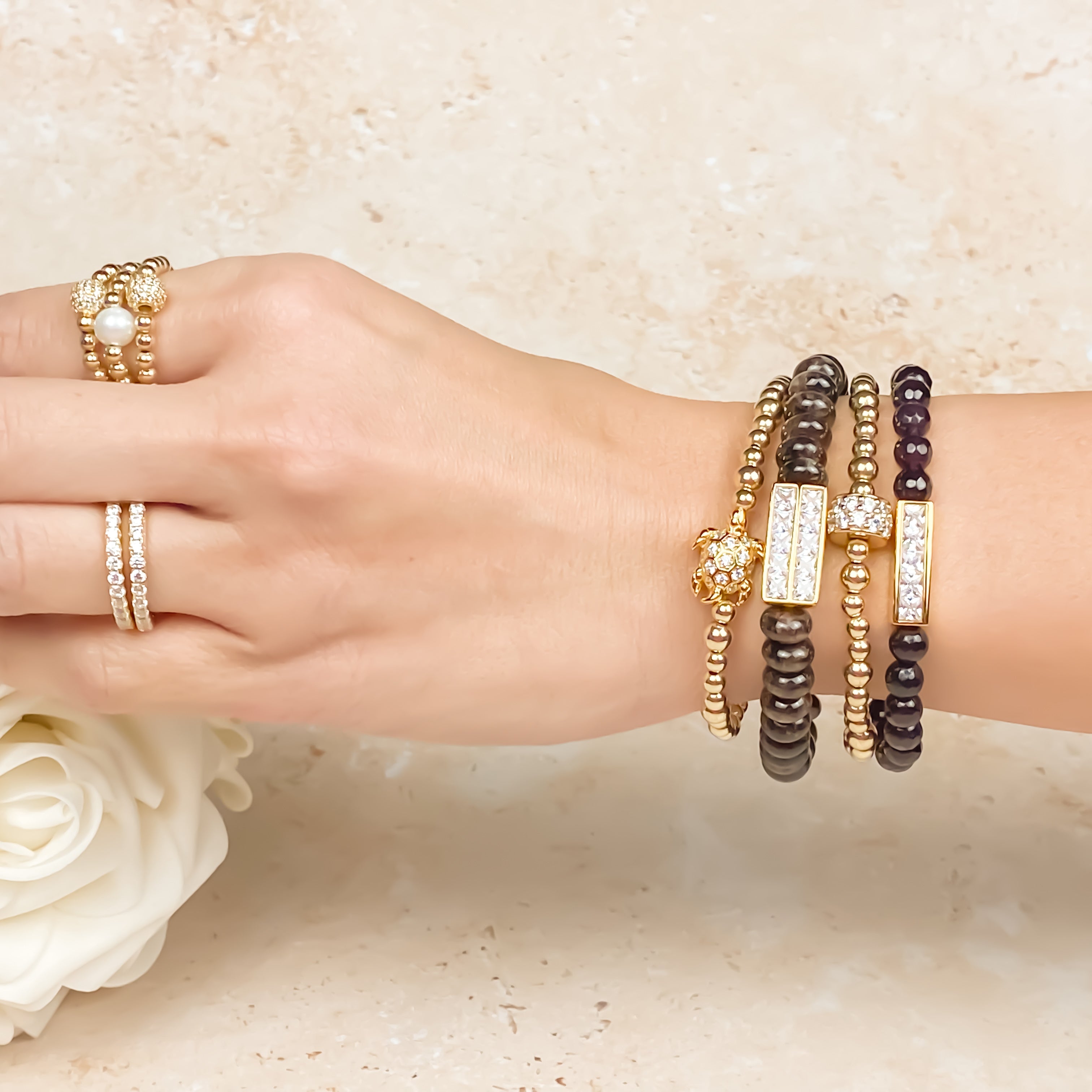 PRINCESS BAR ON ESPRESSO ELASTIC BRACELET