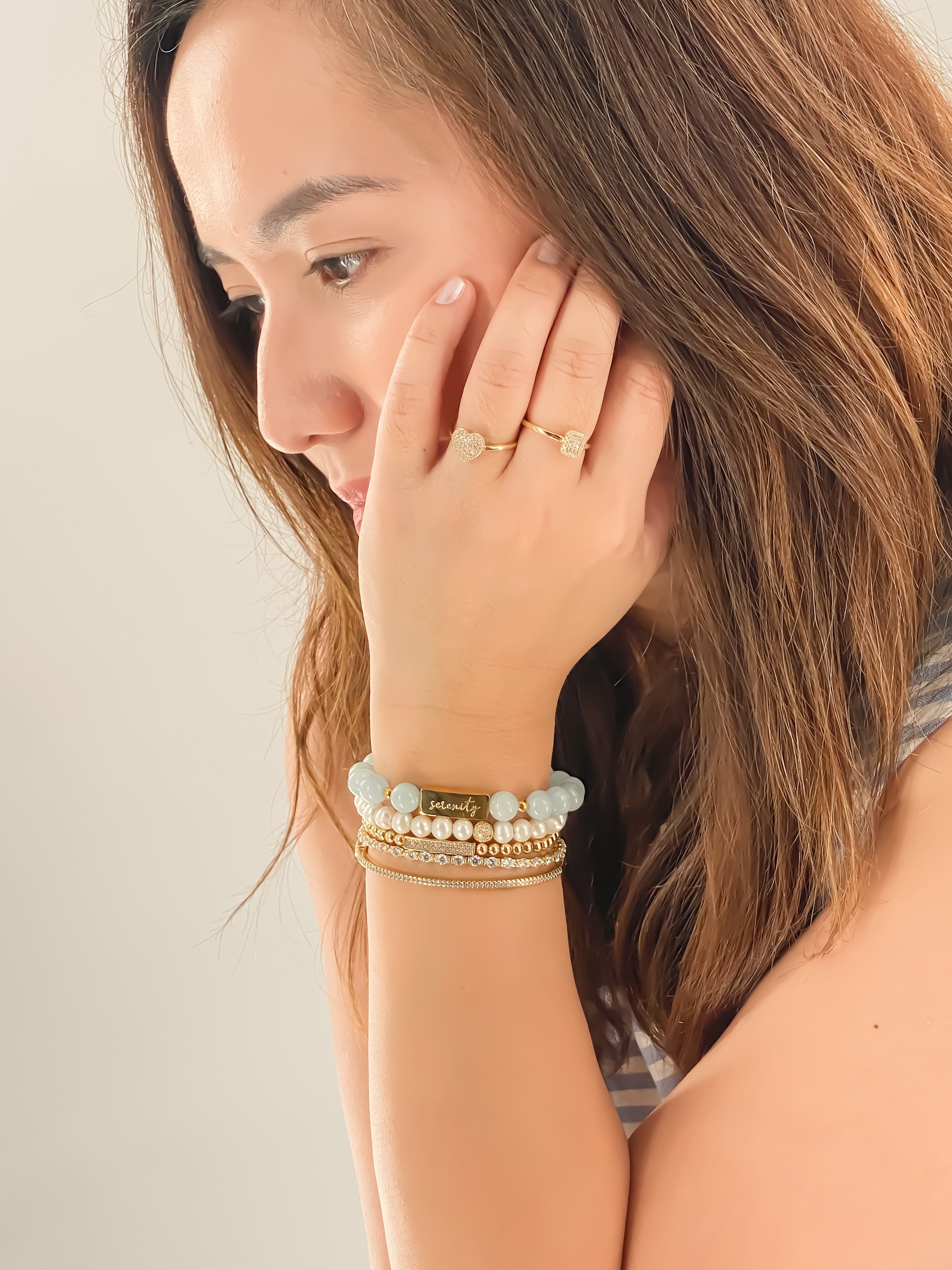 SERENITY ON AQUAMARINE ELASTIC BRACELET